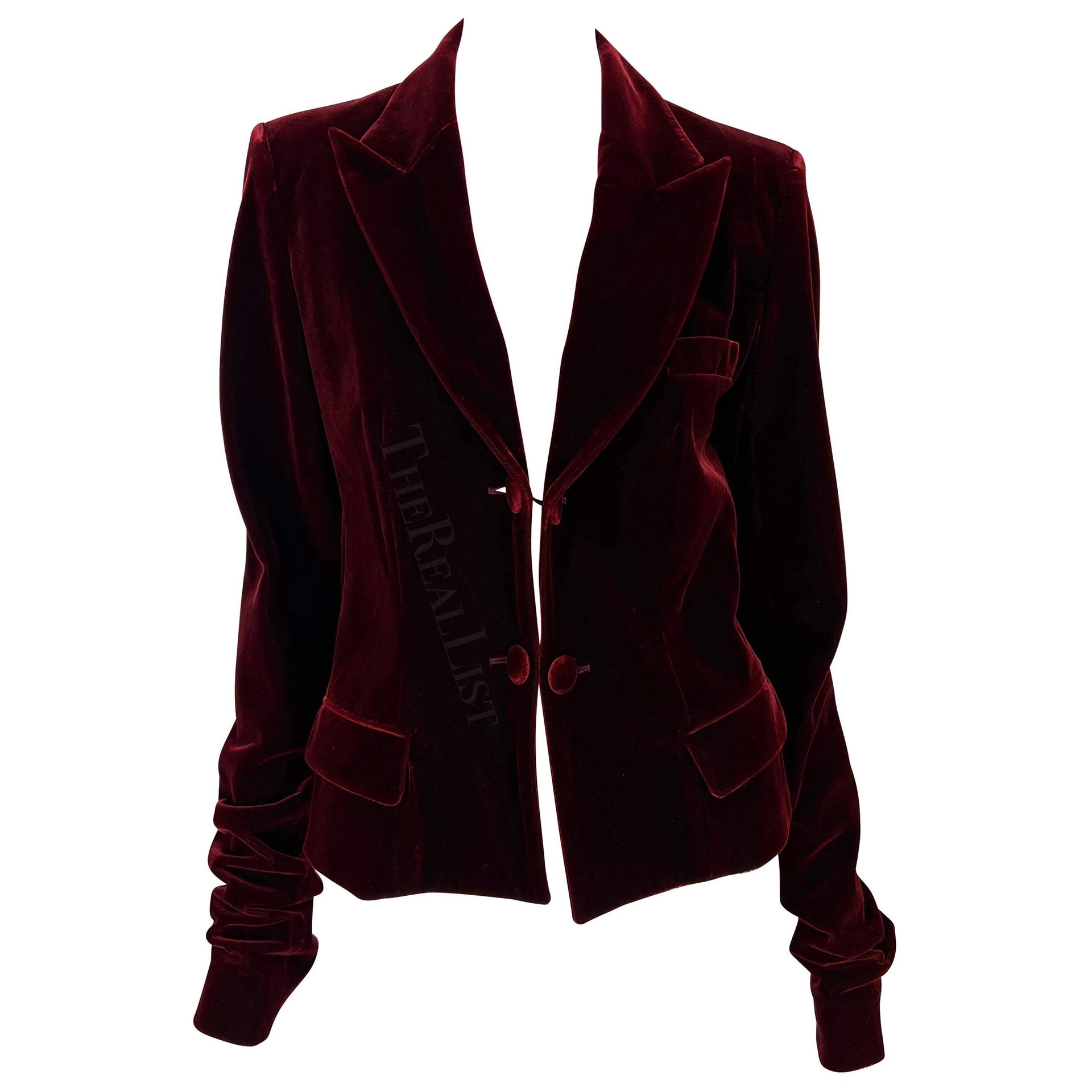 F/W 2002 Yves Saint Laurent by Tom Ford Deep Red Velvet Blazer