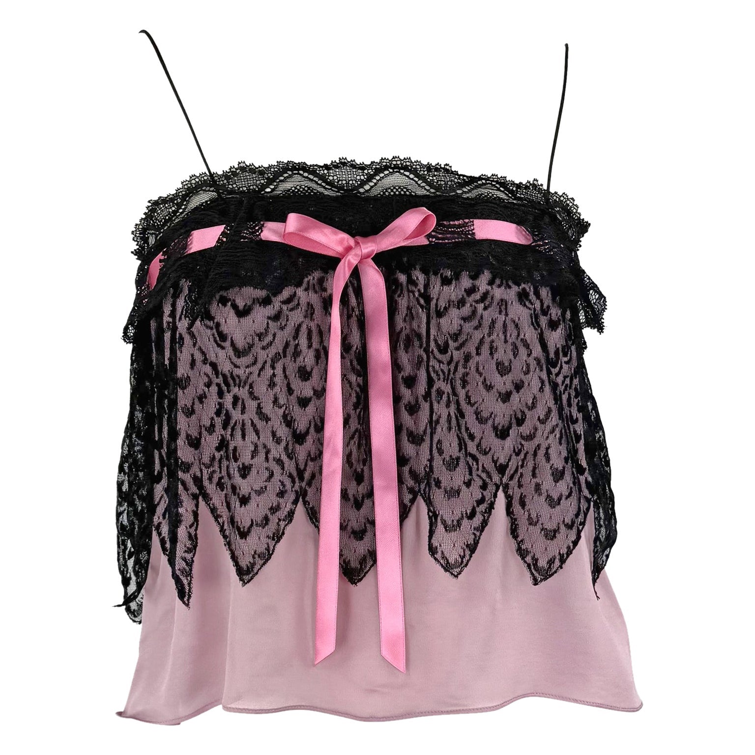 F/W 2003 Yves Saint Laurent by Tom Ford Runway Babydoll Sheer Chiffon Pink Tank Top