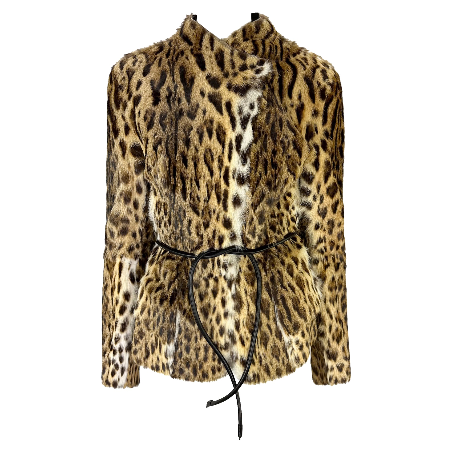 F/W 1999 Gucci by Tom Ford Runway Ad Natural Fur Leather Belted Jacket