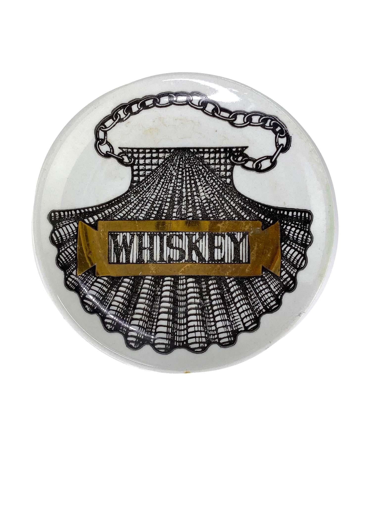 Fornasetti Liquor Themed Six Piece 3" Coaster Set - 'Vini e Liquori'