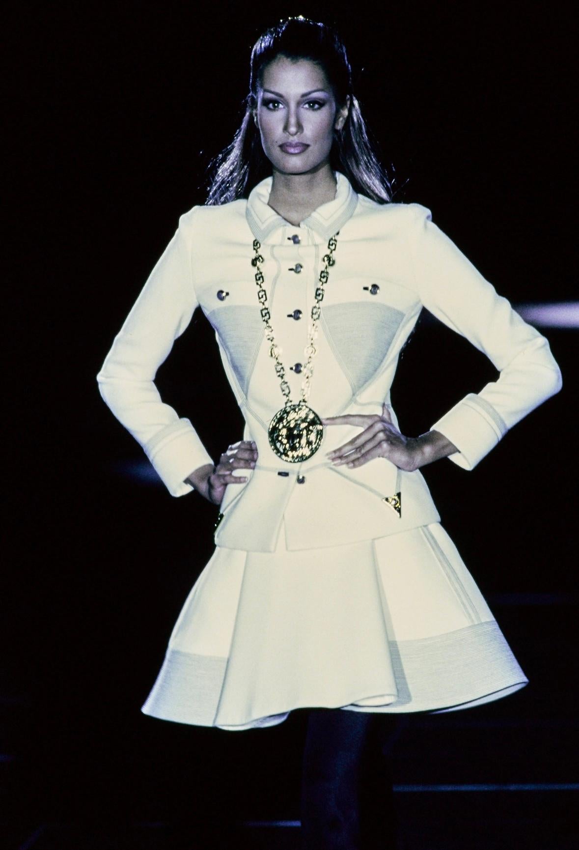 F/W 1992 Gianni Versace Black Gold Tone Medusa Hardware Skirt