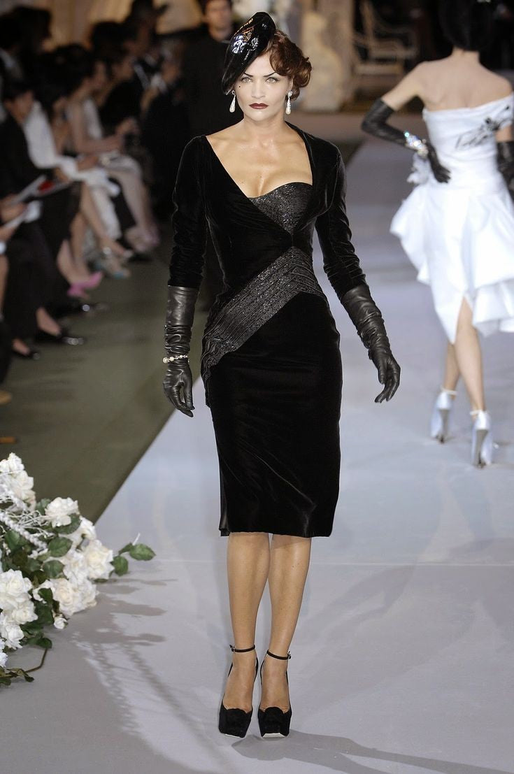 F/W 2007 Christian Dior Haute Couture by John Galliano Black Velvet Beaded Dress