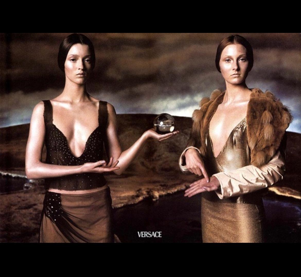 F/W 1998 Gianni Versace by Donatella Runway Ad Beige Tulle Studded Skirt