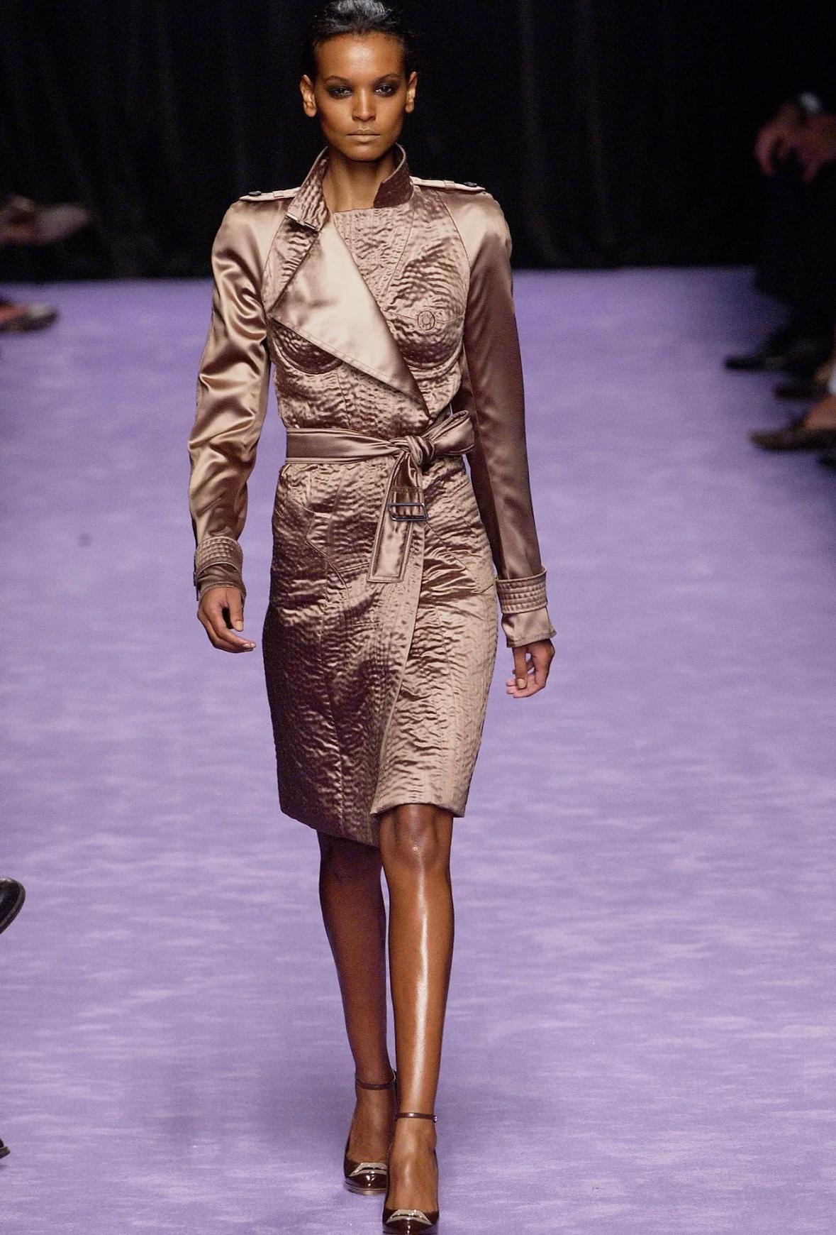 S/S 2003 Yves Saint Laurent by Tom Ford Surrealist Stitch Silk Trench Coat Dalà