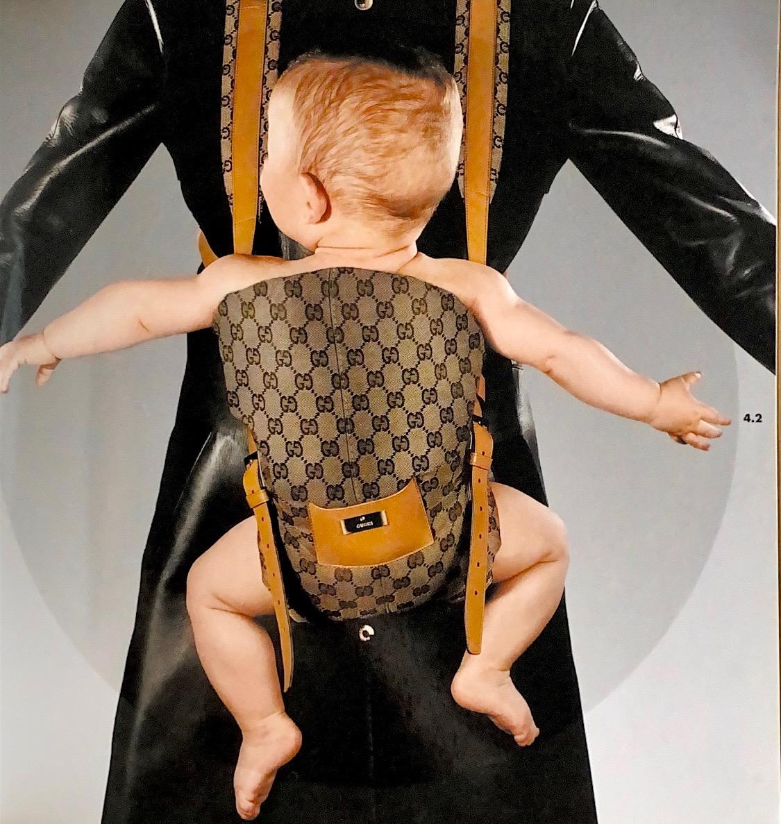 F/W 2000 Gucci by Tom Ford Black GG Monogram Baby Carrier Vintage Y2K