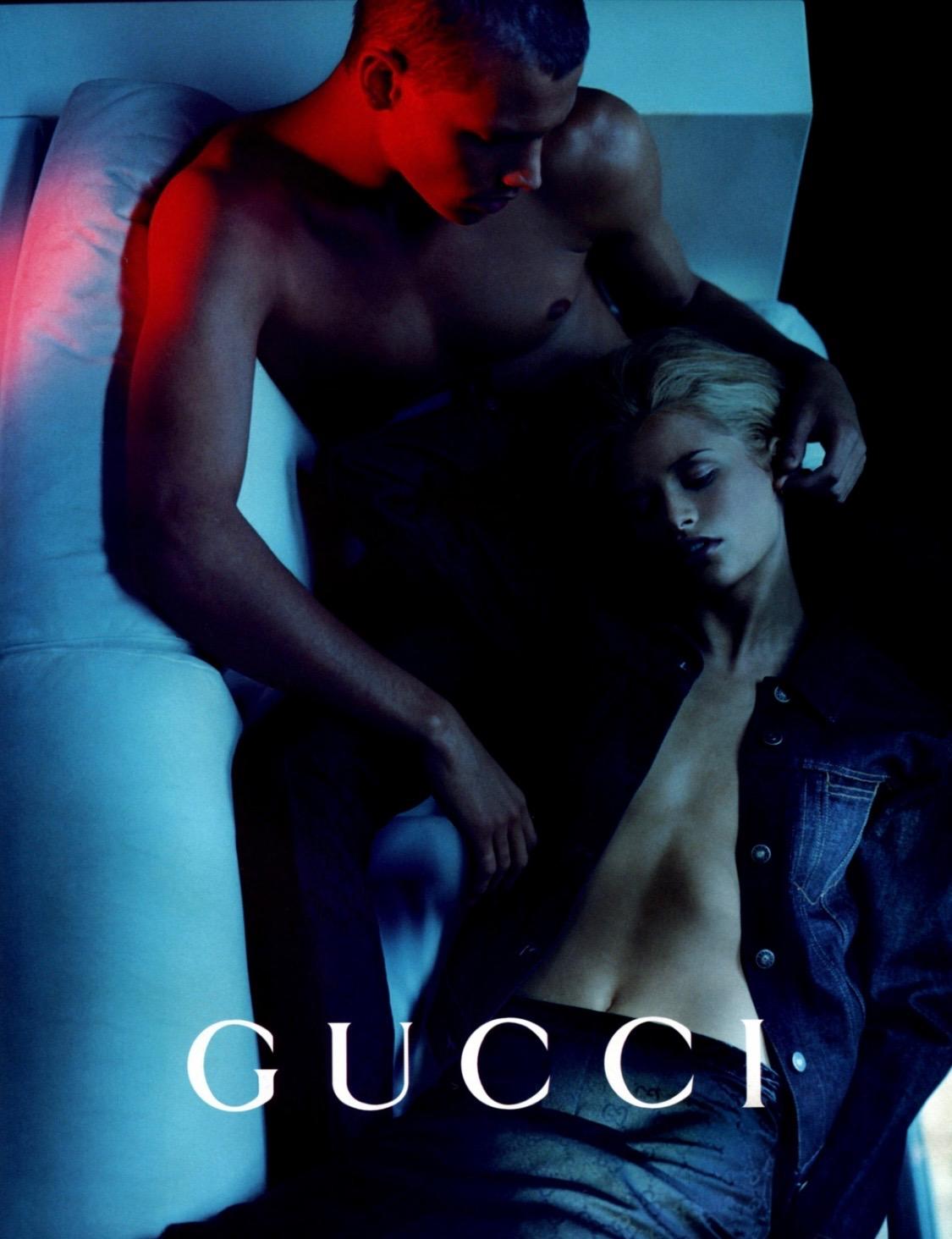 S/S 1998 Gucci by Tom Ford GG Monogram Black Cotton Silk Shoulder Pad Button Up Shirt