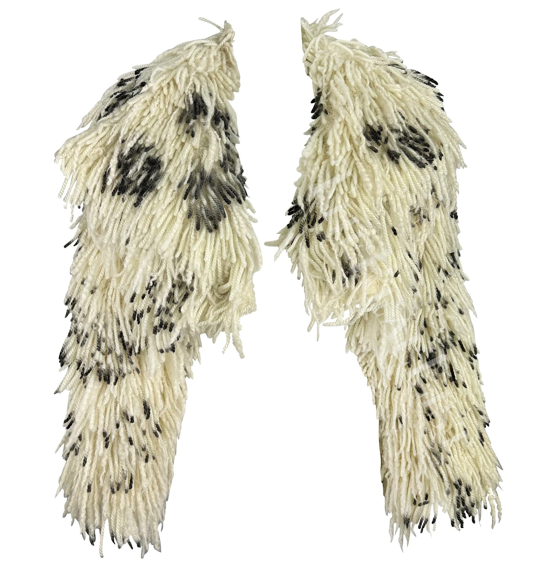 F/W 1994 Atelier Versace Haute Couture White Black Cropped Fringe Bolero Coat