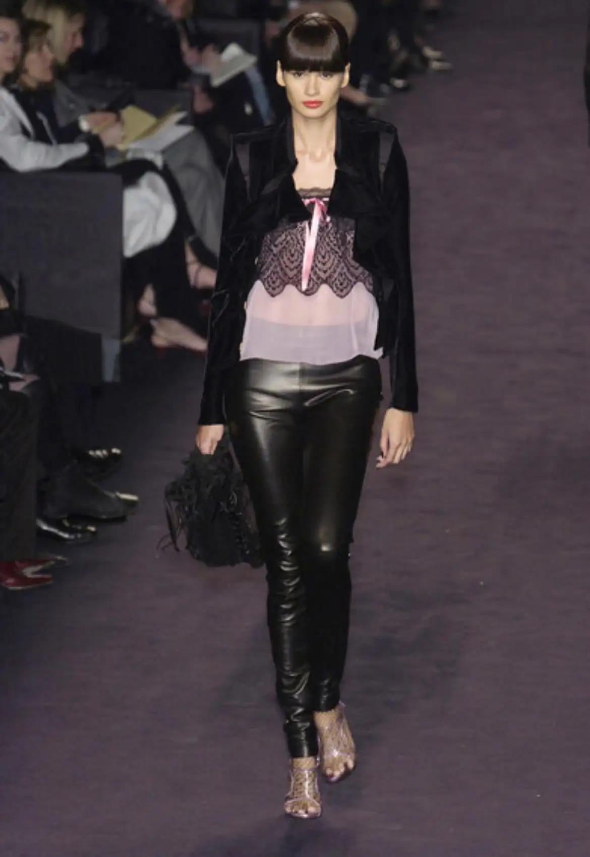 F/W 2003 Yves Saint Laurent by Tom Ford Runway Babydoll Sheer Chiffon Pink Tank Top