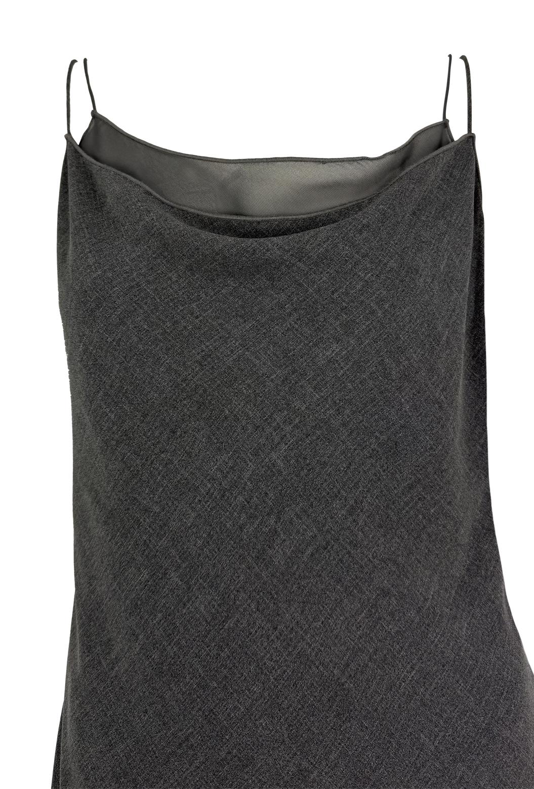 Late 1990s Giorgio Armani Grey Chiffon Double Slip Dress