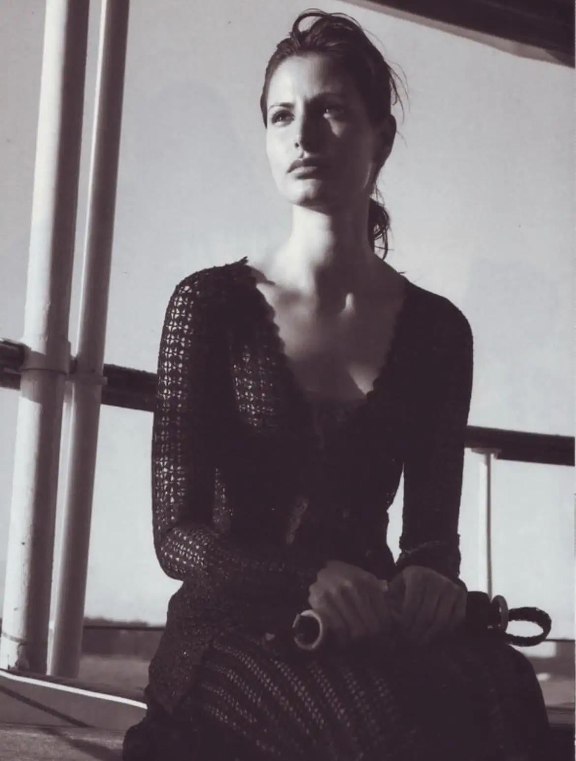 S/S 1997 Dolce & Gabbana Black Knit Crochet Maxi Skirt Top Skirt Set