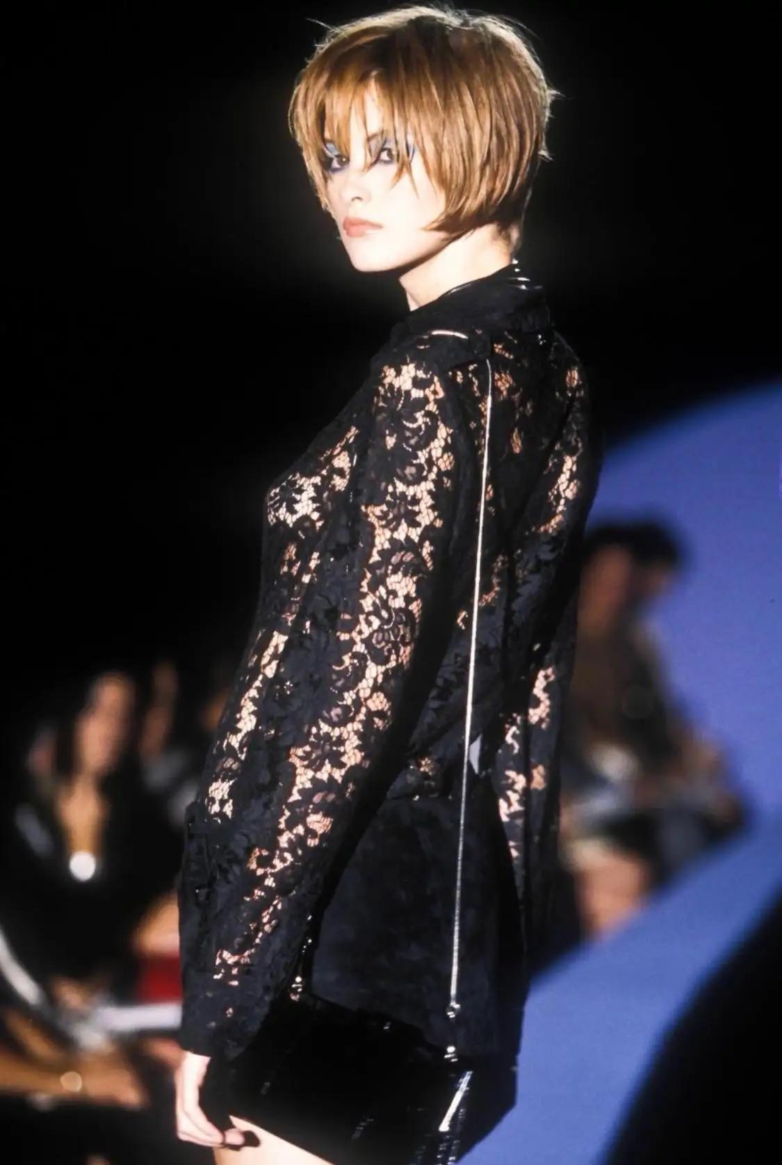 S/S 1996 Gucci by Tom Ford Sheer Black Lace Button Up Shirt