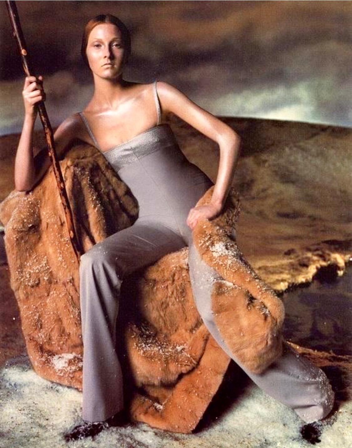 F/W 1998 Gianni Versace by Donatella Studded Wool Runway Ad Jumpsuit