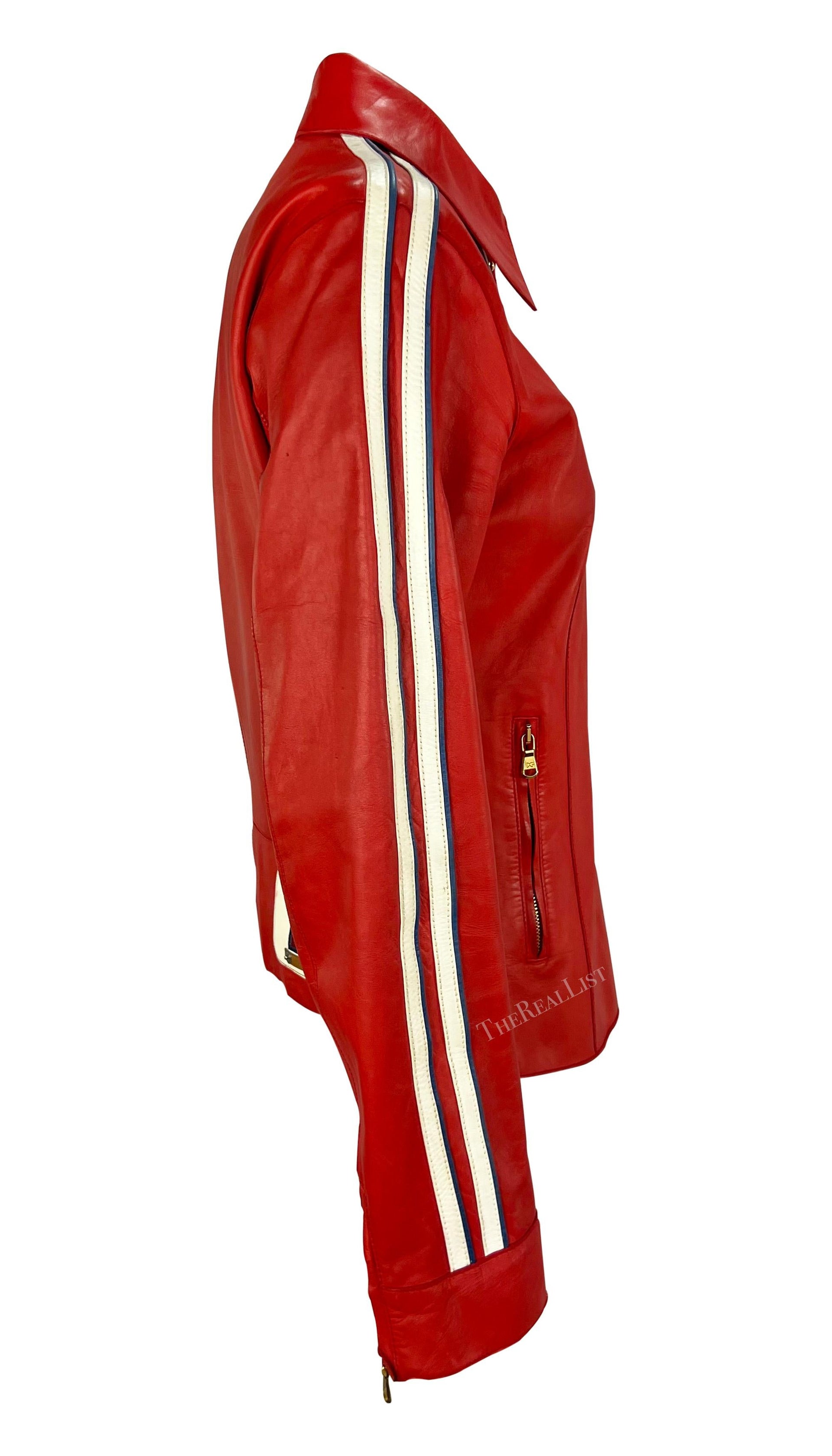 S/S 2001 Dolce & Gabbana Red Moto Style Leather Jacket