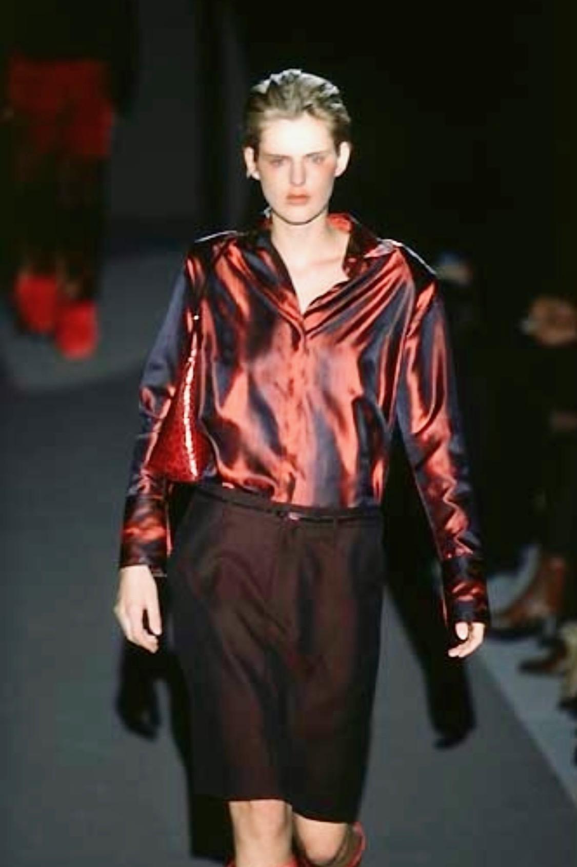 F/W 1997 Gucci by Tom Ford Runway Red Ombré Stripe Shoulder Pad Button Up Top