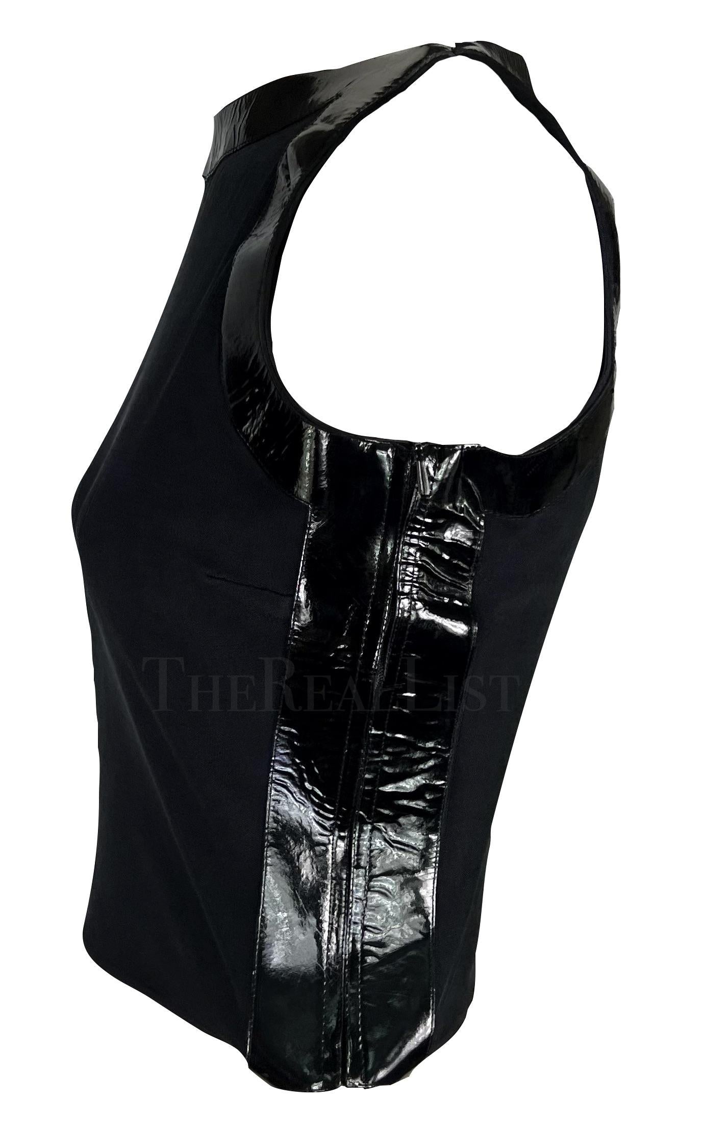 S/S 1999 Gucci by Tom Ford Black Patent Leather Accent Crop Top
