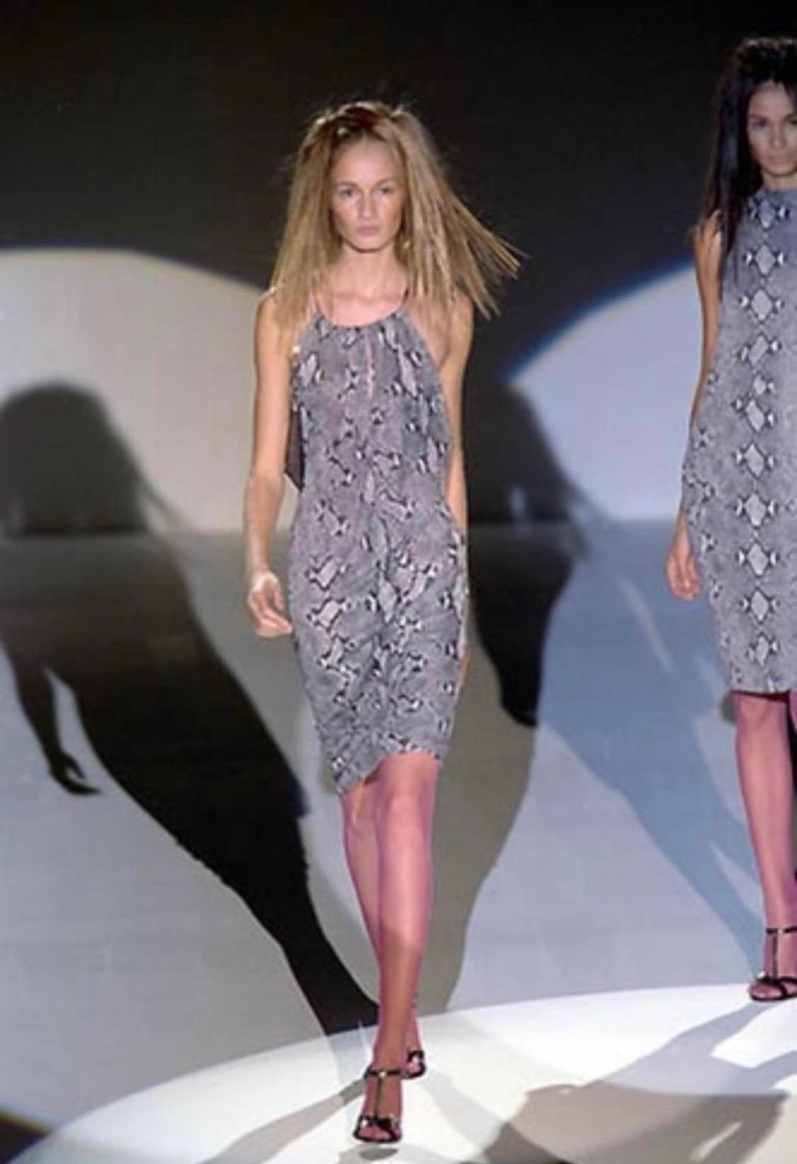 S/S 2000 Gucci by Tom Ford Sheer Snake Print Pleated Pussy Bow Button Up Top