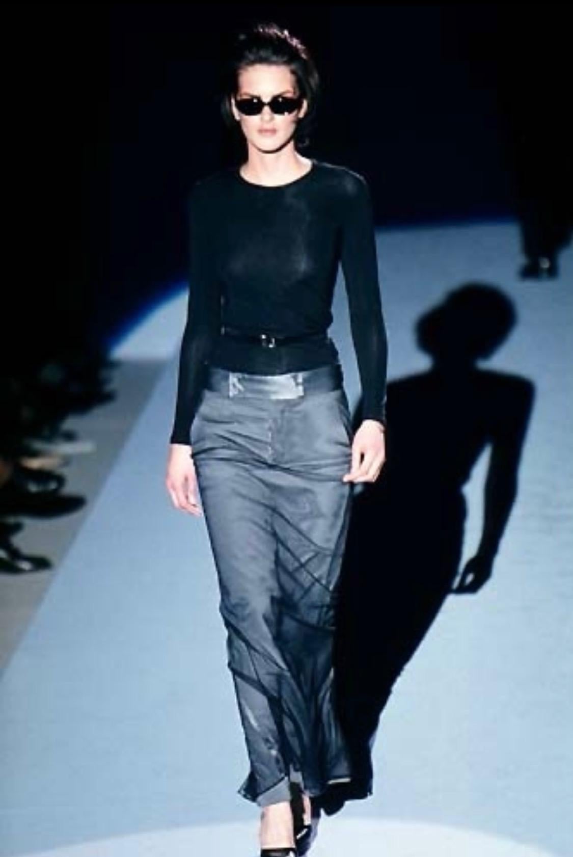 F/W 1998 Gucci by Tom Ford Runway Black Tulle Overlay Tapered Maxi Skirt