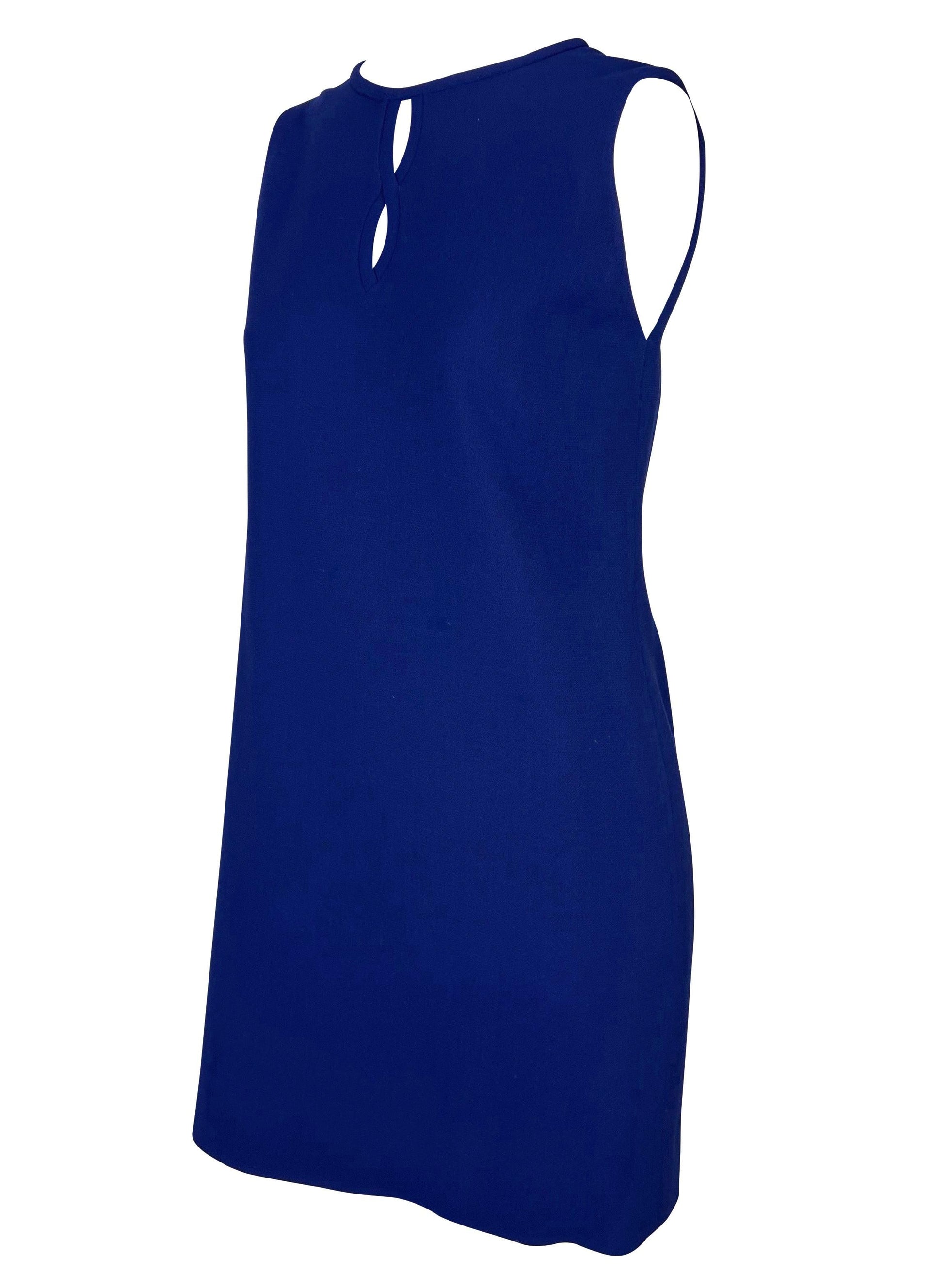 F/W 1997 Gianni Versace Couture Royal Blue Keyhole Wool Stretch Dress