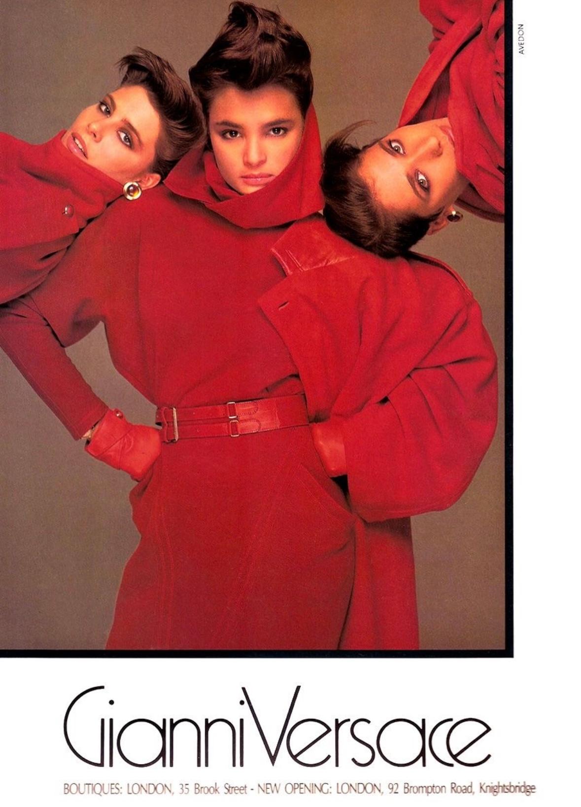 F/W 1984 Gianni Versace Avedon Ad Red Bodycon Knit Wool Scarf Dress