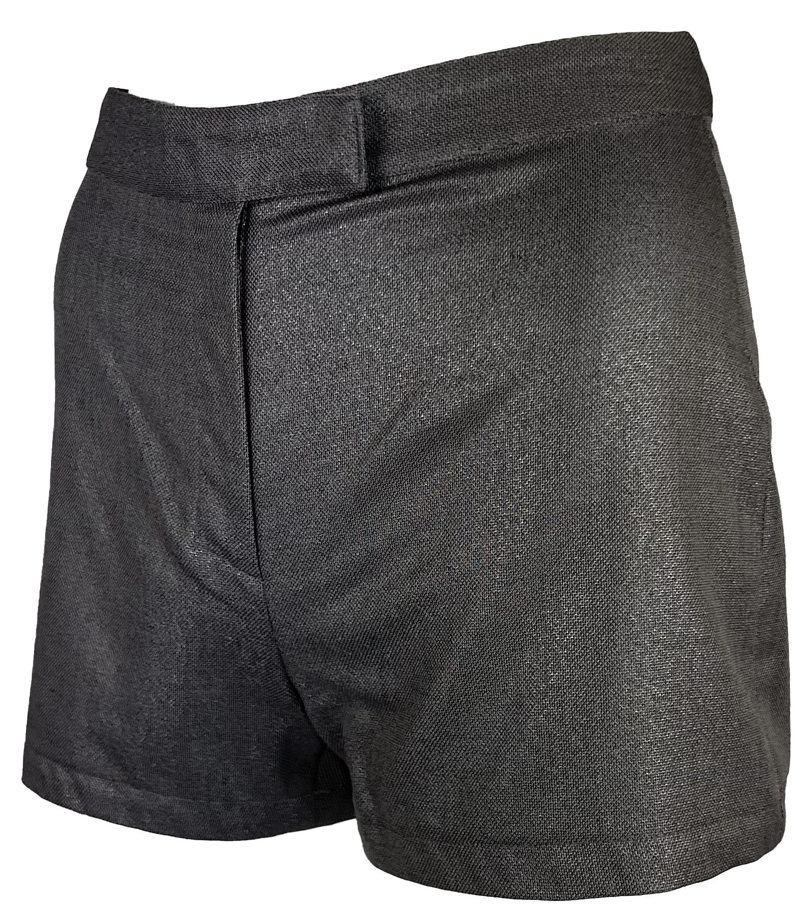 S/S 1998 Gianni Versace by Donatella Grey Metallic Mini Hot Pant Short Shorts