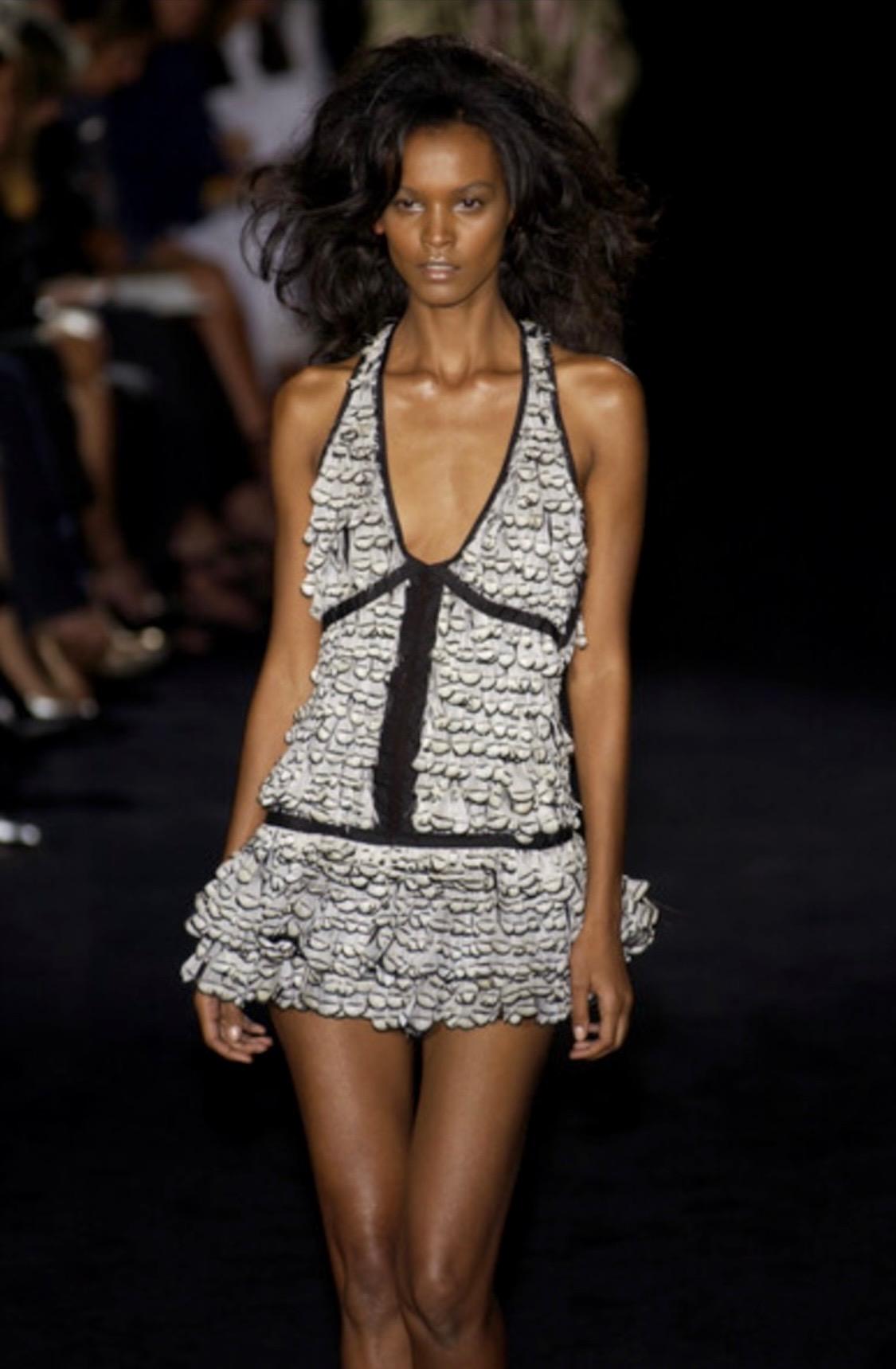 S/S 2003 Gucci by Tom Ford Runway Sheer Silk White Feather Racerback Mini Dress