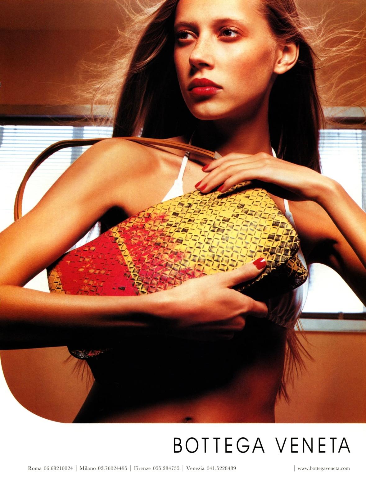 S/S 2000 Bottega Veneta Orange Genuine Ring Lizard Skin Shoulder Bag