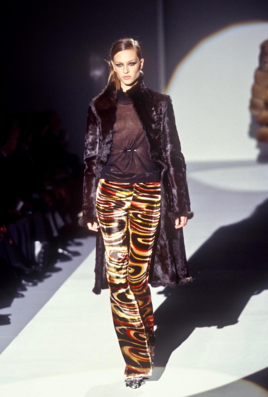 F/W 1999 Gucci by Tom Ford Runway G Pin Sheer Mock Neck Shirt Maroon