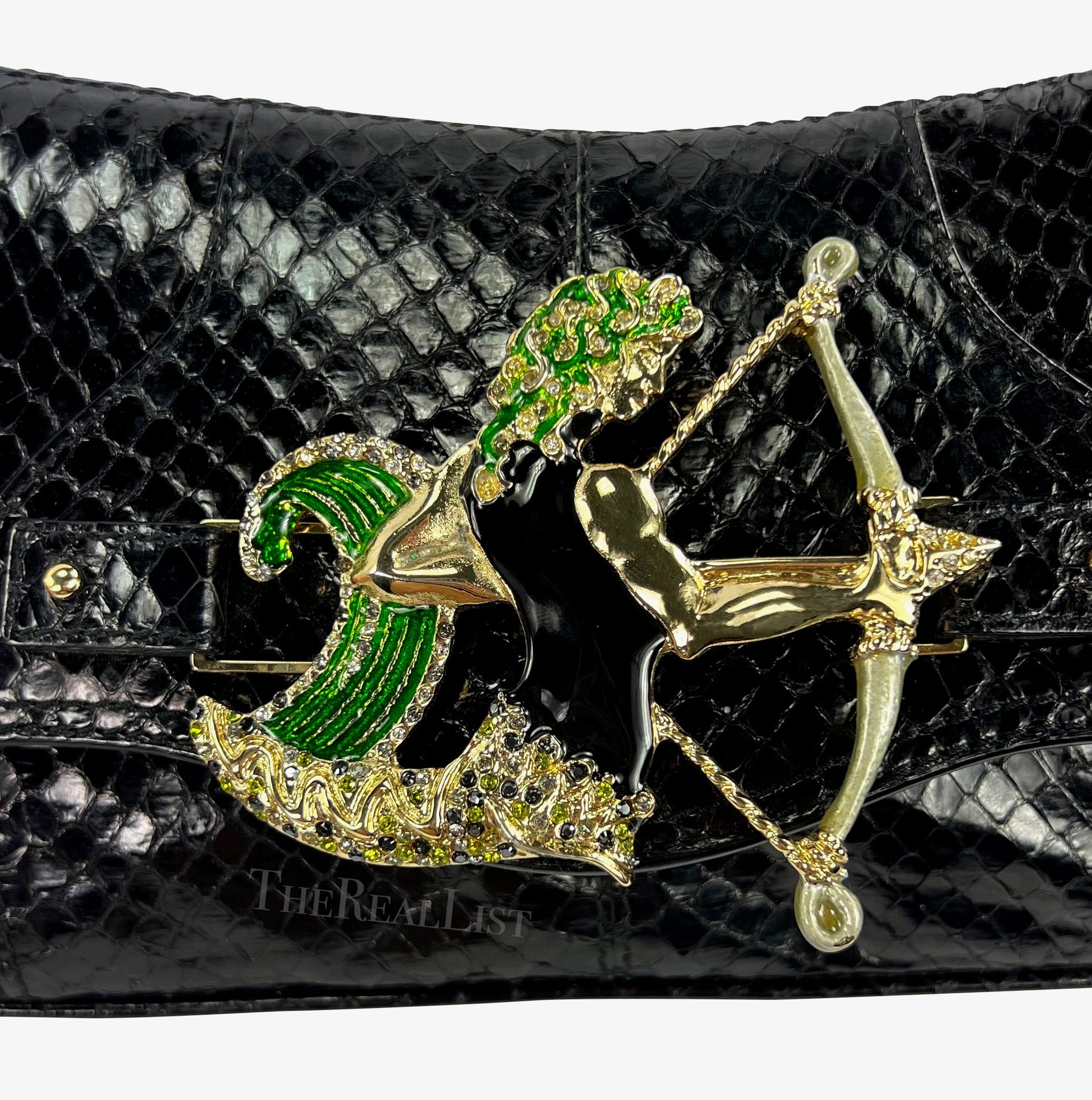 F/W 2004 Dolce & Gabbana Black Python Sagittarius Horoscope Shoulder Bag