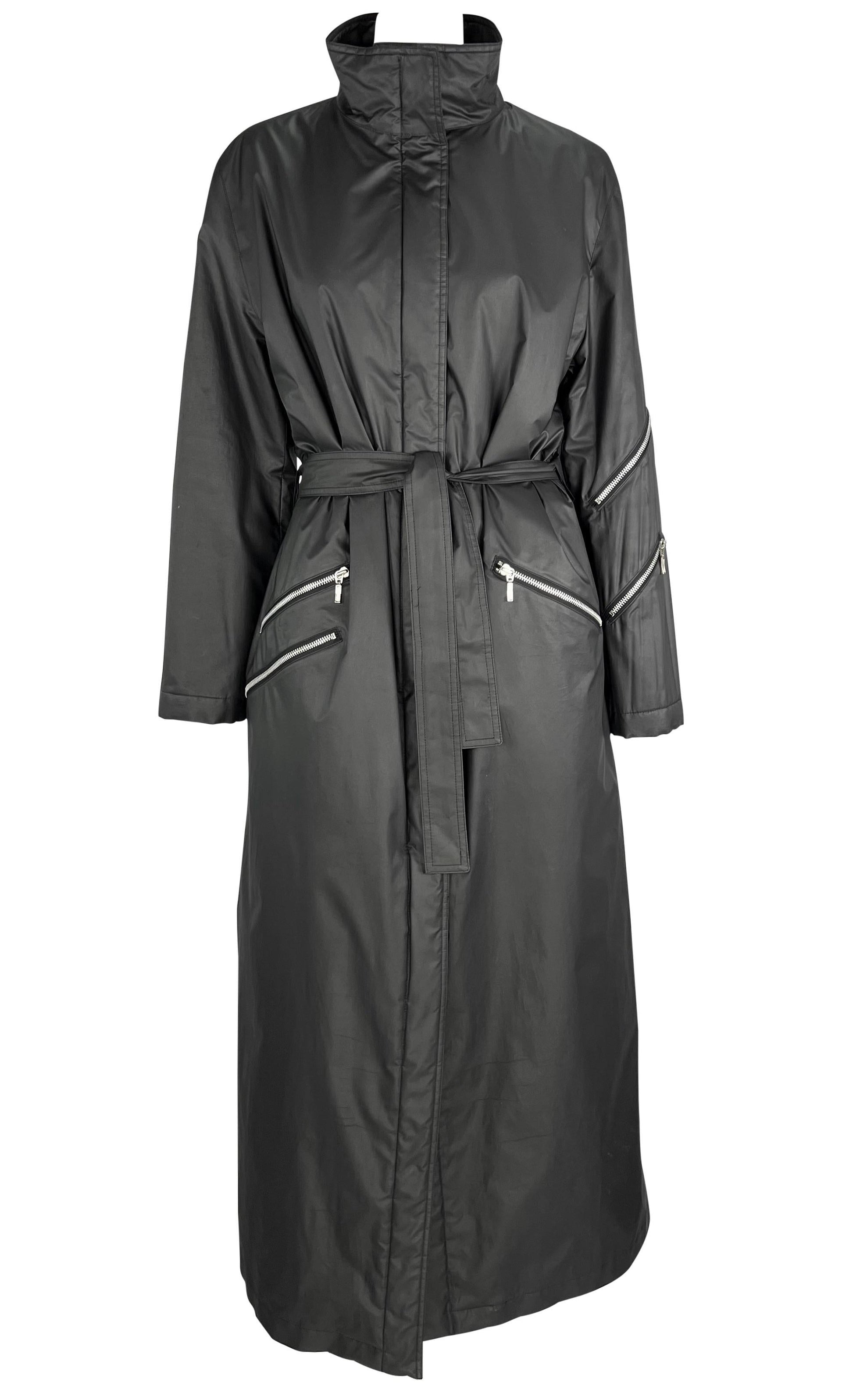 F/W 1998 Gianni Versace by Donatella Multi Zip Belted Full-Length Trench Coat