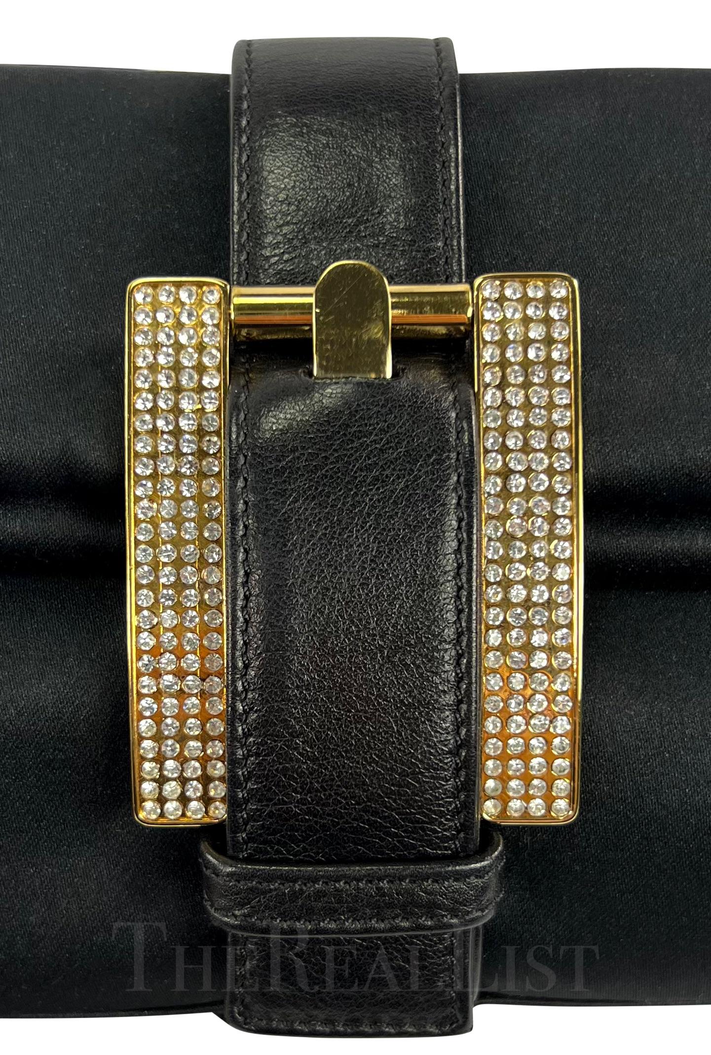 F/W 2001 Gianni Versace by Donatella Black Satin Gold-Tone Rhinestone Shoulder
