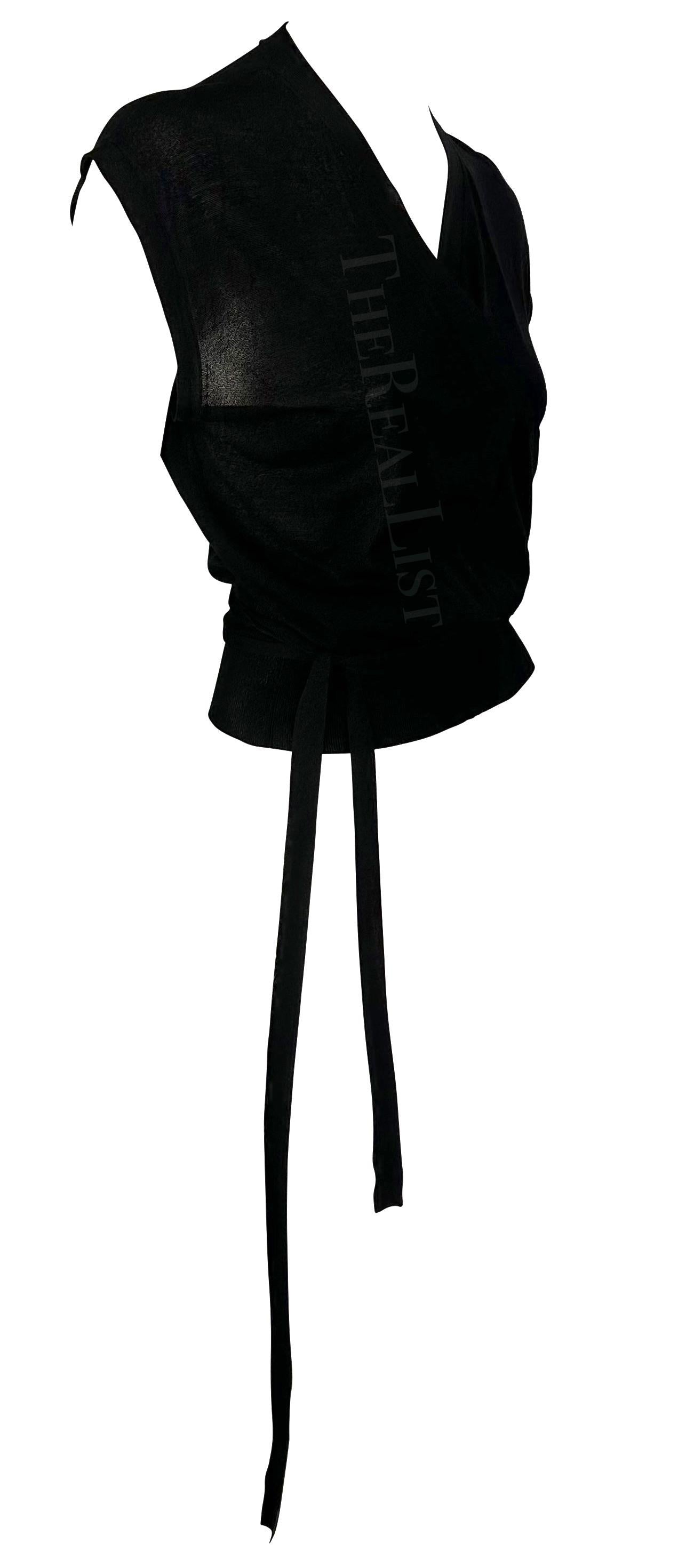 Late 1990s Gucci by Tom Ford Black Knit Silk Wrap Shirt