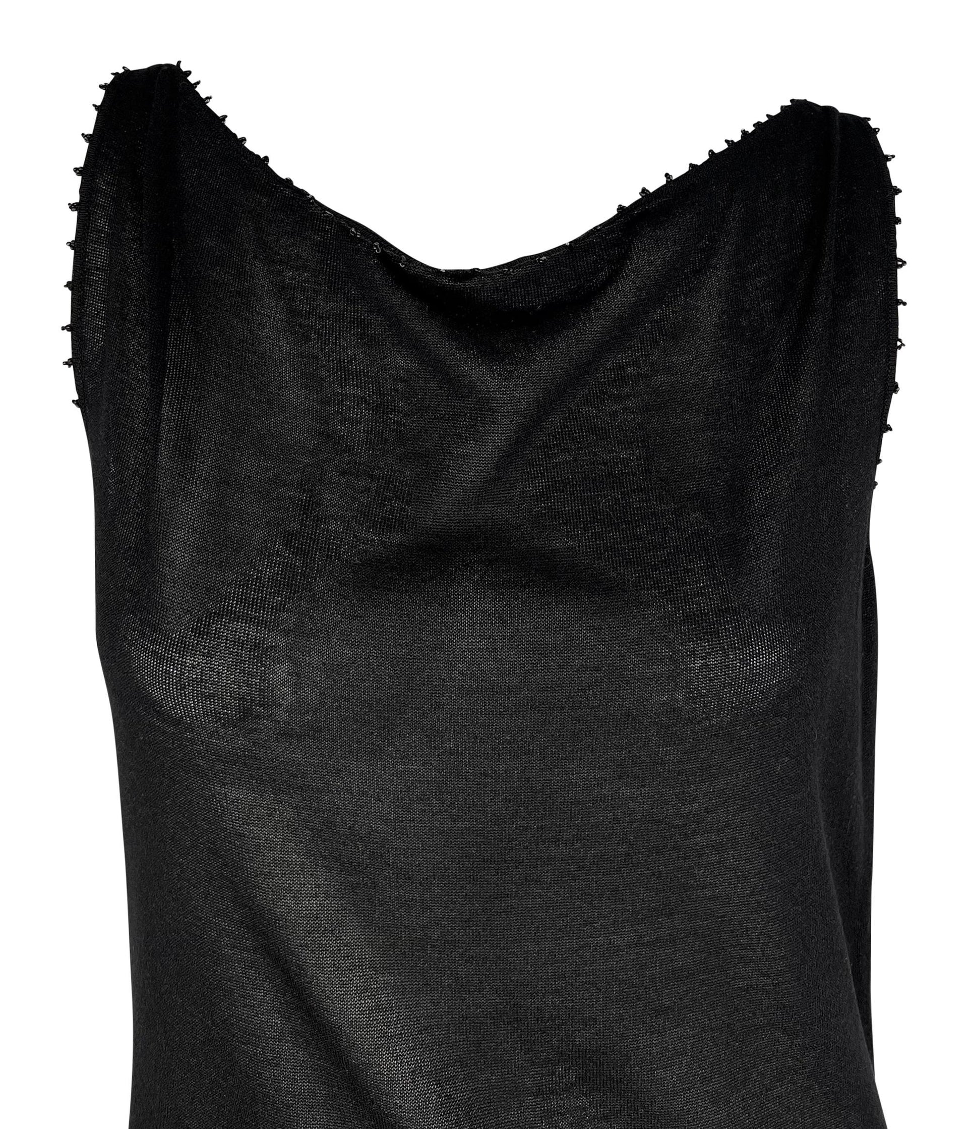 NWT S/S 1999 Gucci by Tom Ford Sheer Knit Silk Glass Beaded Bateau Mini Dress