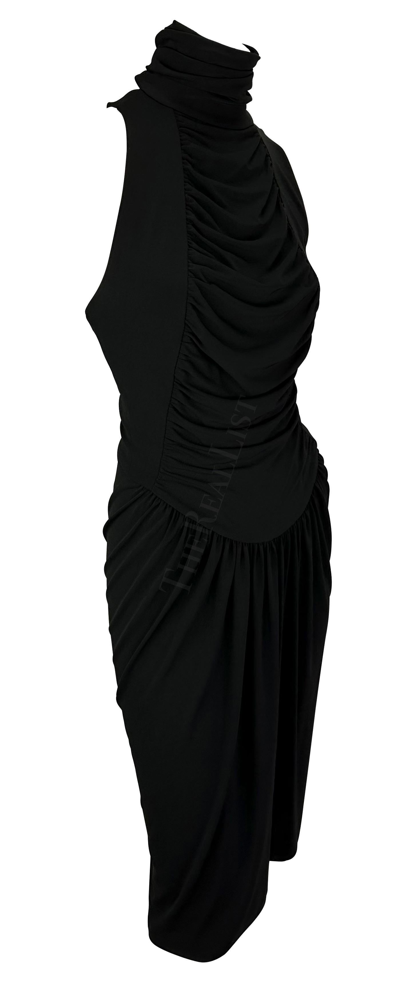 S/S 2003 Karl Lagerfeld Gallery Runway Black Backless Ruched Midi Dress