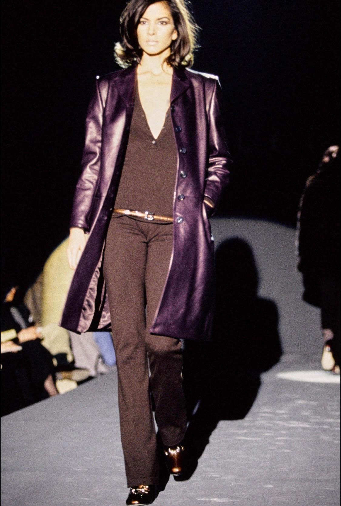 F/W 1995 Gucci by Tom Ford Purple Leather Zip Crop Top