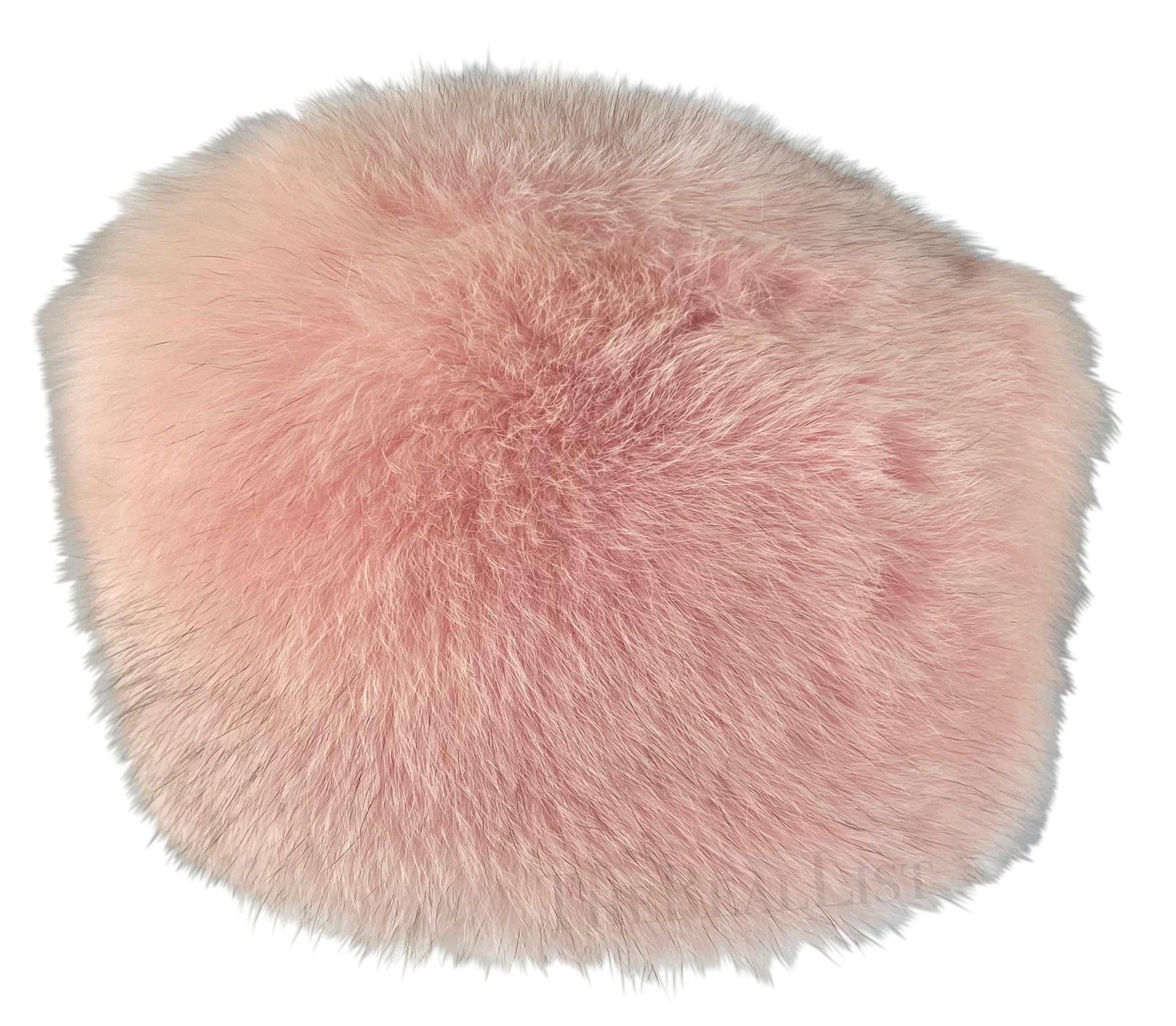 Early 2000s Burberry Pink Fox Fur Pill Box Hat