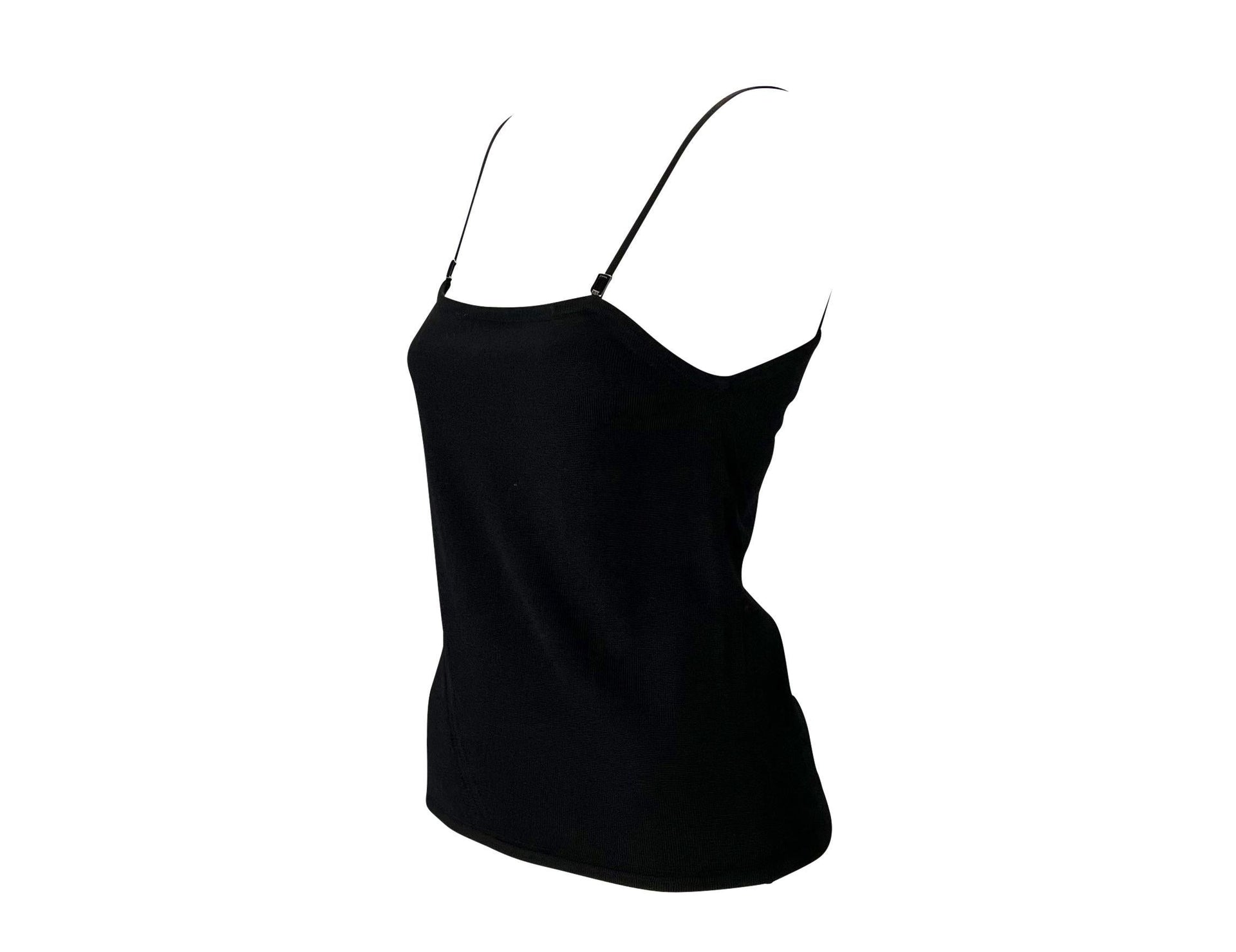 F/W 1998 Gucci by Tom Ford Black Wool Blend Knit Buckle Tank Top