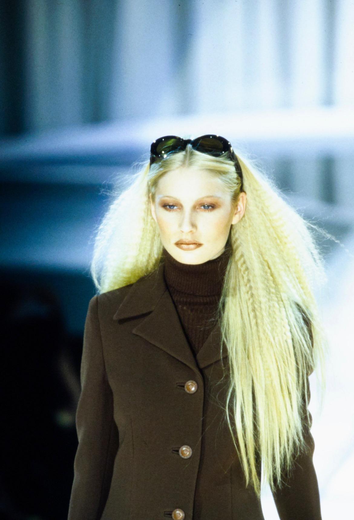 F/W 1996 Gianni Versace Brown Crocodile Medusa Acetate Sunglasses
