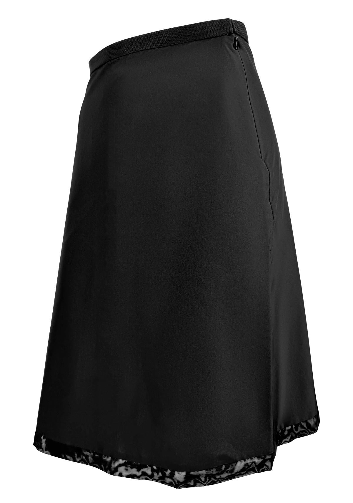 1999 Gucci by Tom Ford Black Nylon Mesh Trim Skirt