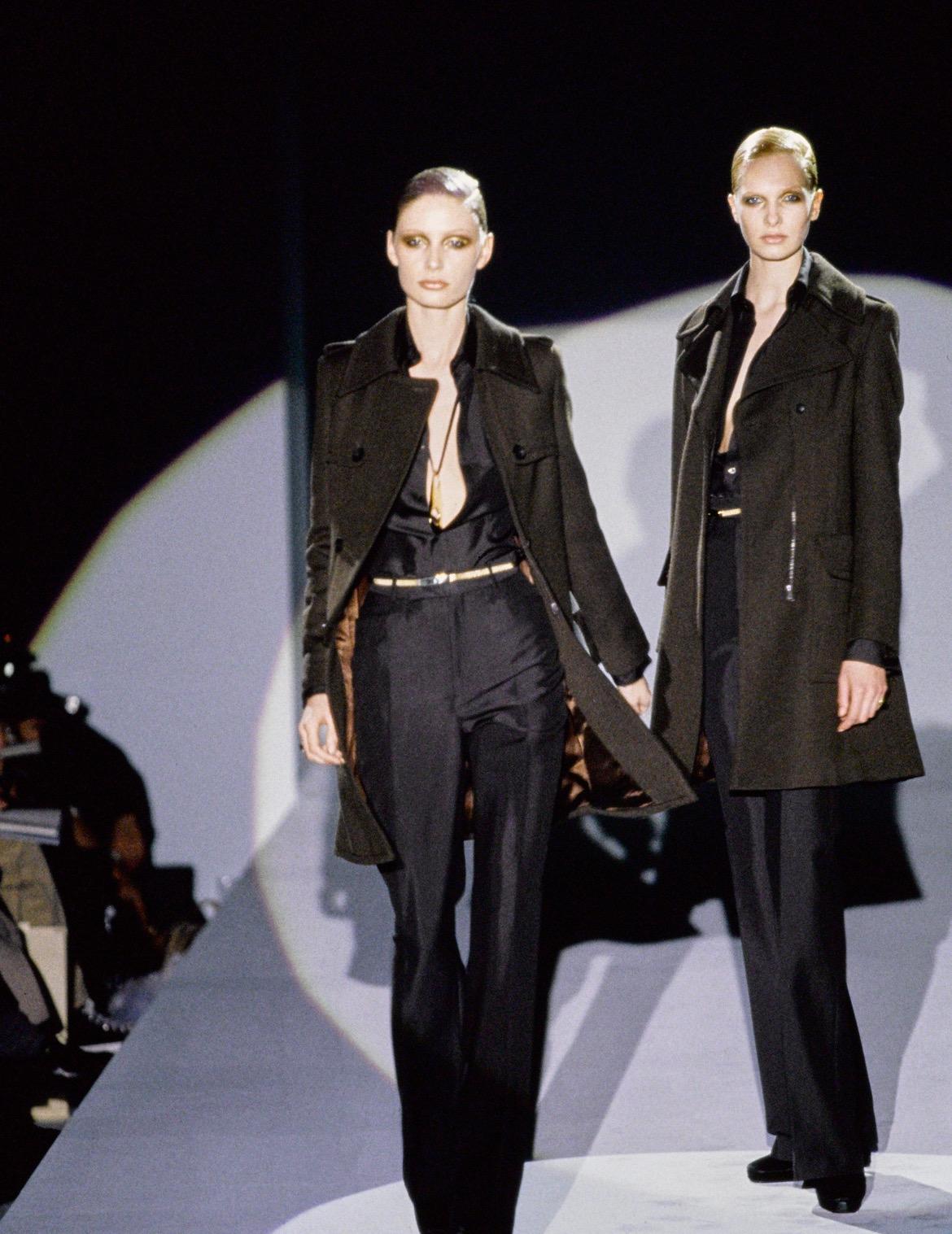 F/W 1996 Gucci by Tom Ford Black Wool Faux Fur Lined Coat