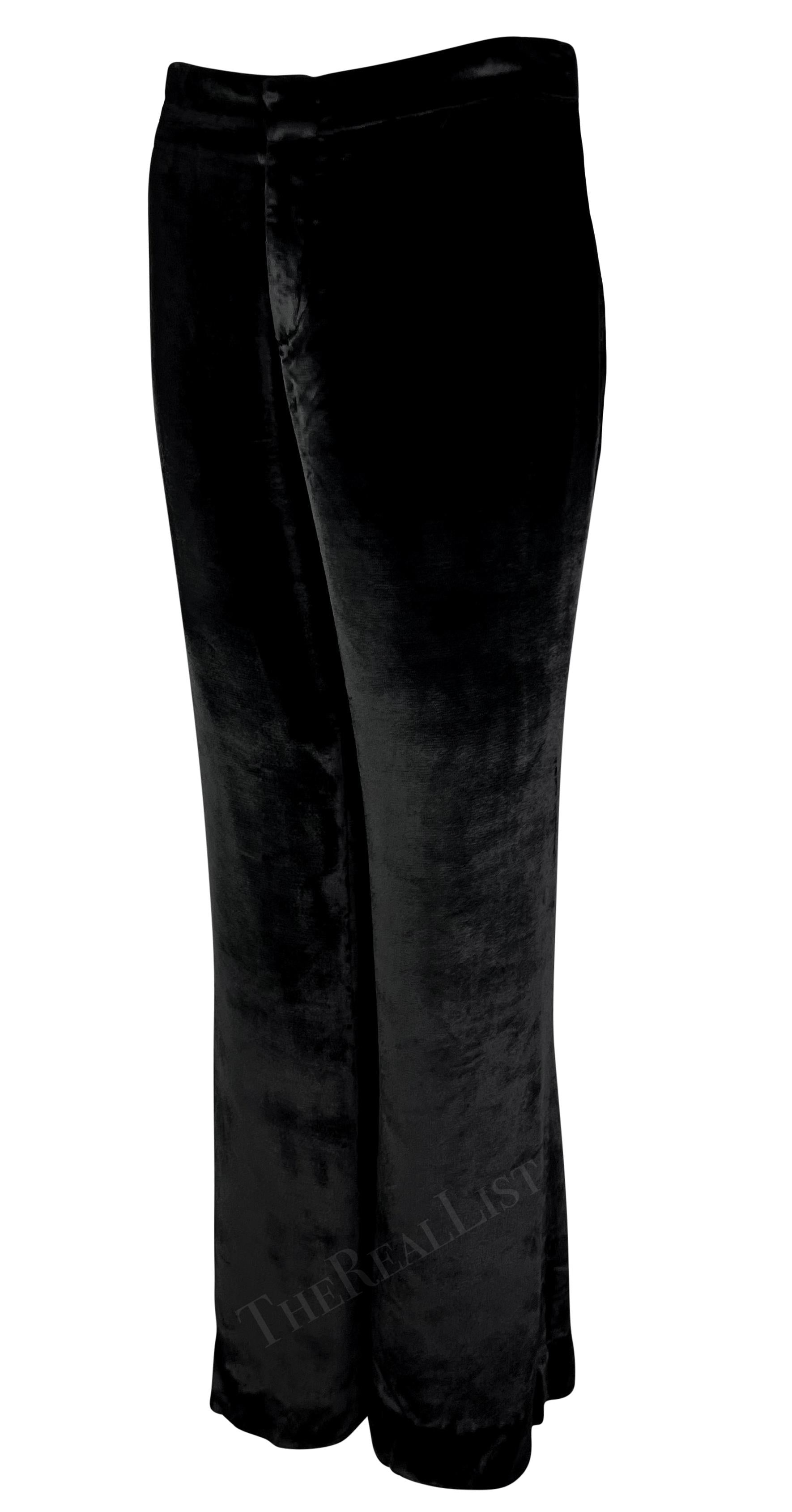 F/W 1999 Gucci by Tom Ford Black Velvet Wide Leg Pants