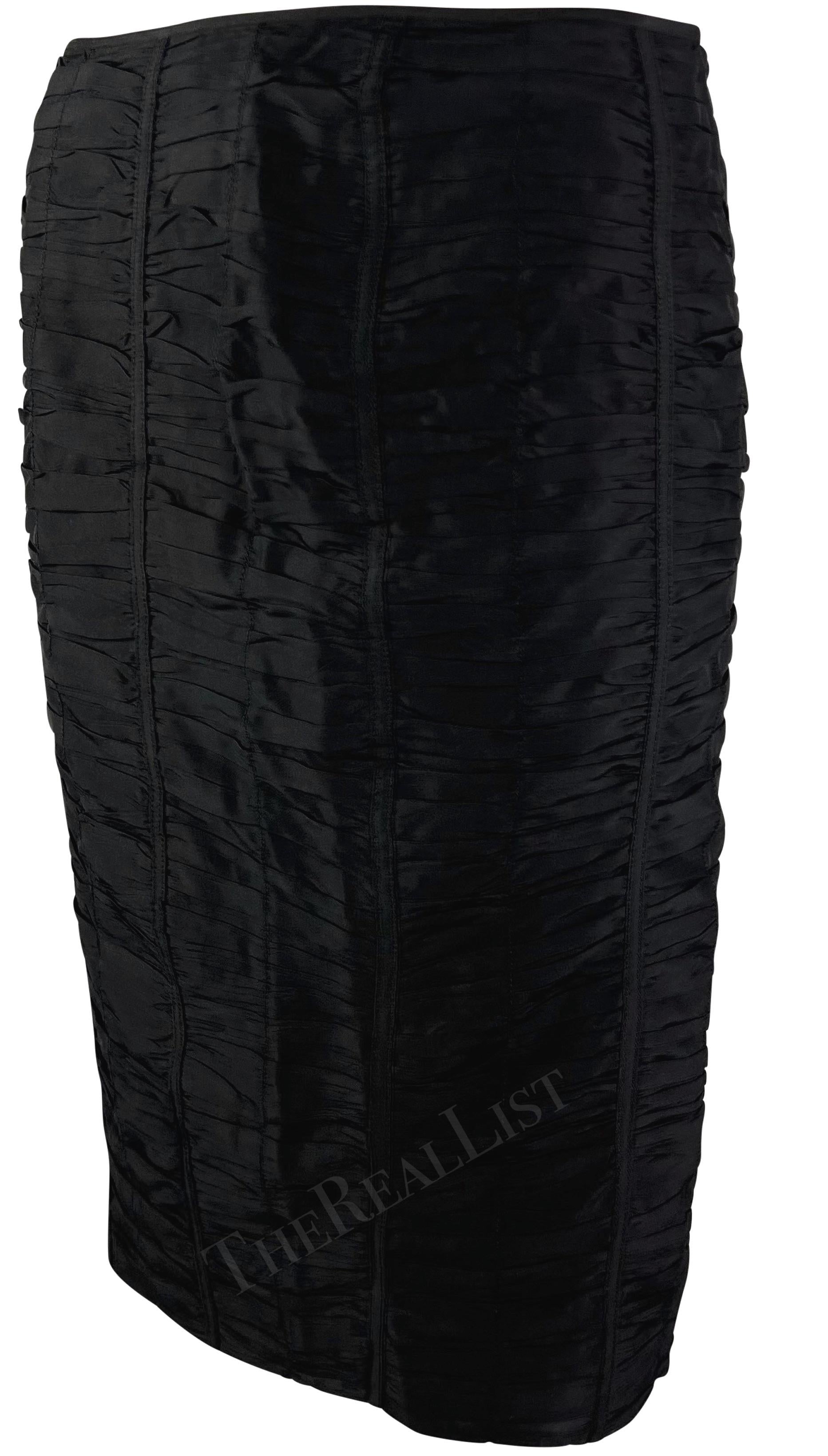 S/S 2001 Gucci by Tom Ford Black Ruched Silk Skirt