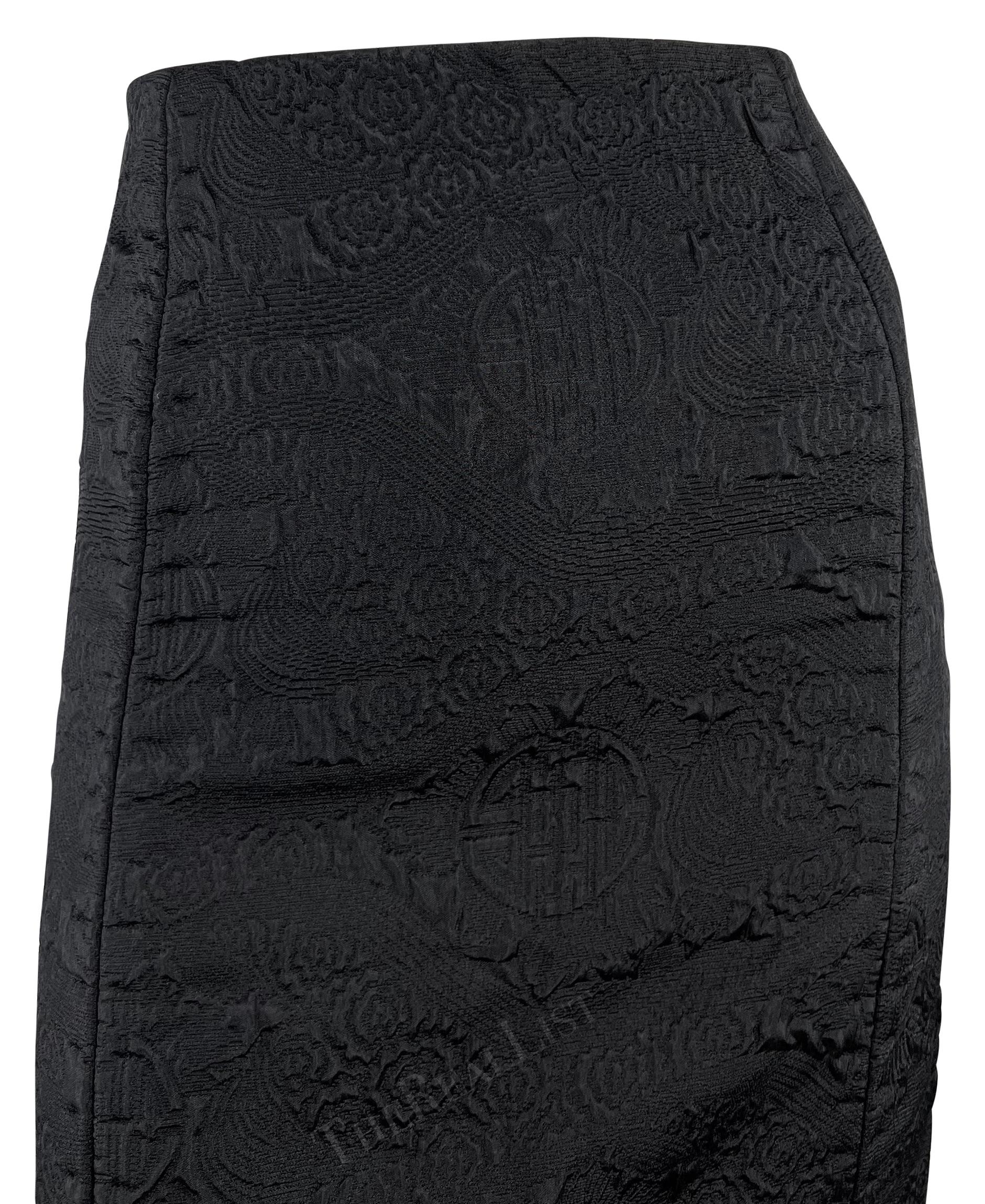 F/W 2004 Yves Saint Laurent by Tom Ford Chinoiserie Brocade Black Skirt