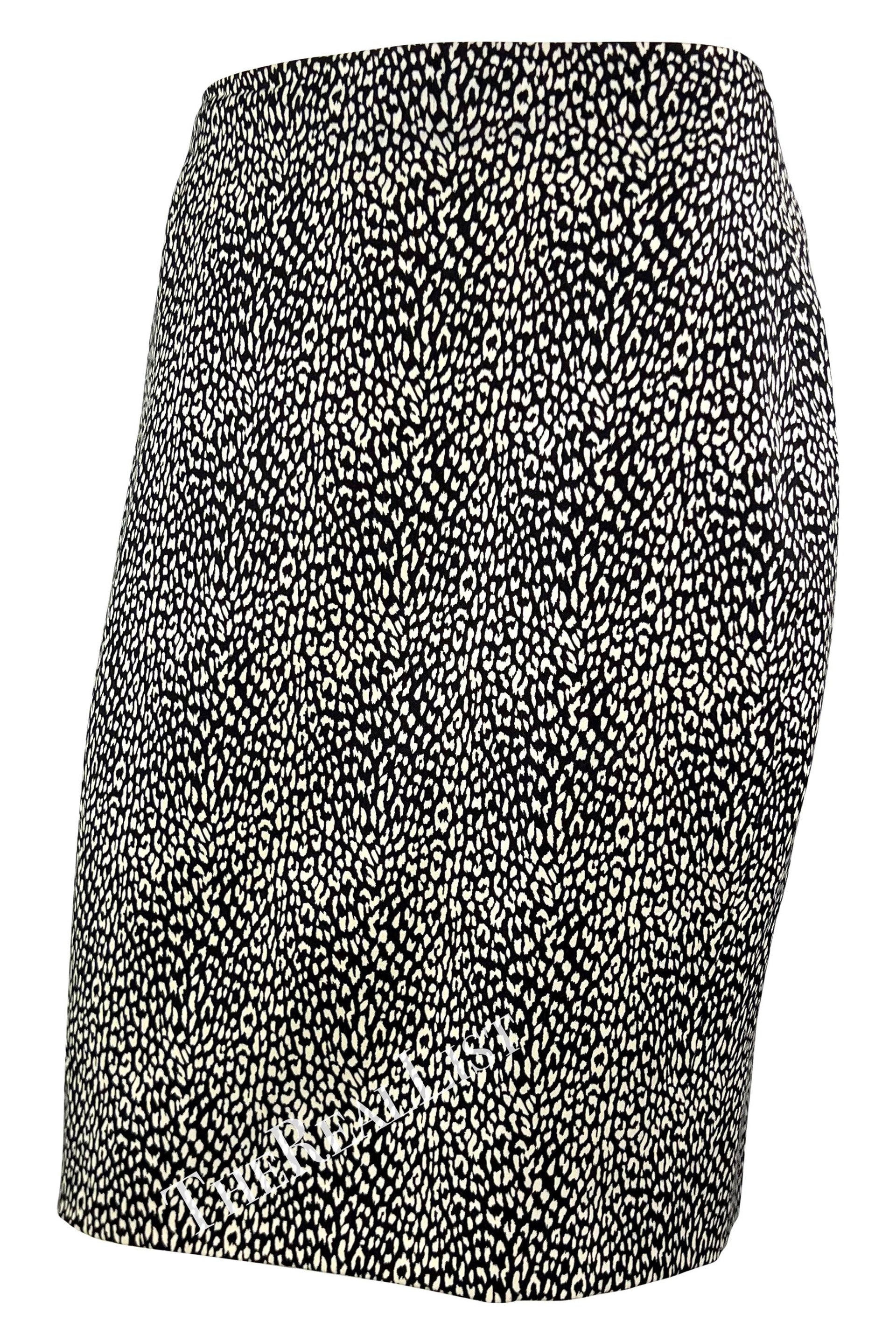 F/W 1996 Gianni Versace Couture Black White Cheetah Print Pencil Skirt