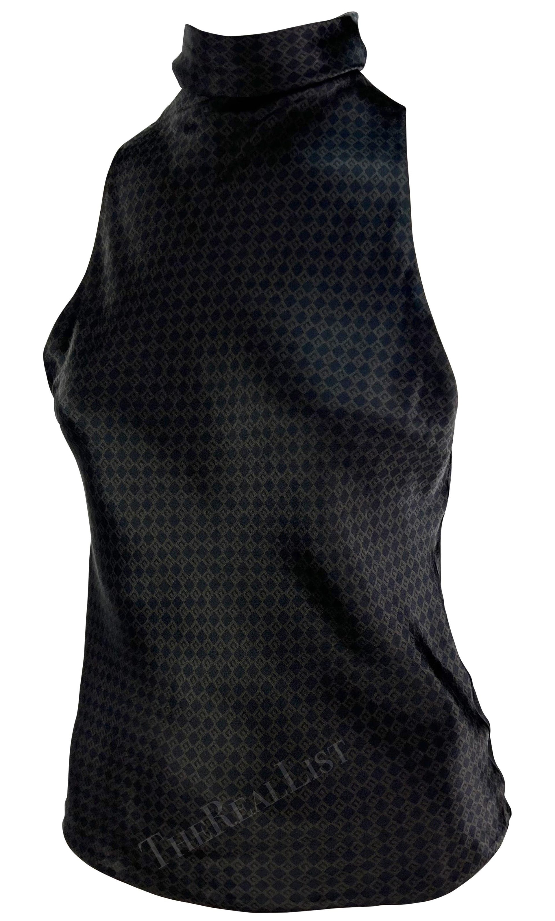 F/W 2000 Gucci by Tom Ford Brown Square 'G' Monogram Mock Neck Sleeveless Top