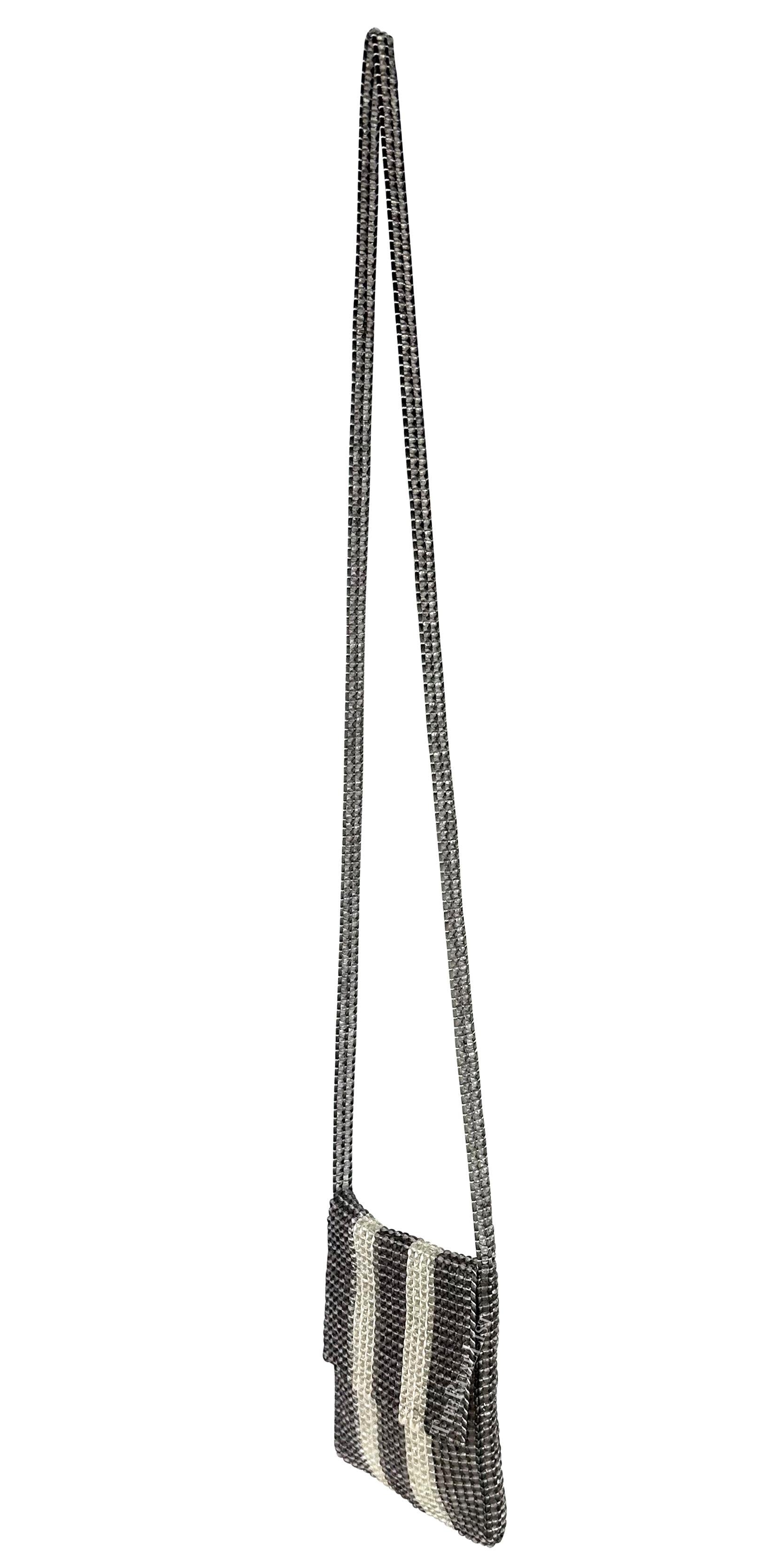 1990s Giorgio Armani Grey Beaded Knit Shoulder Mini Bag
