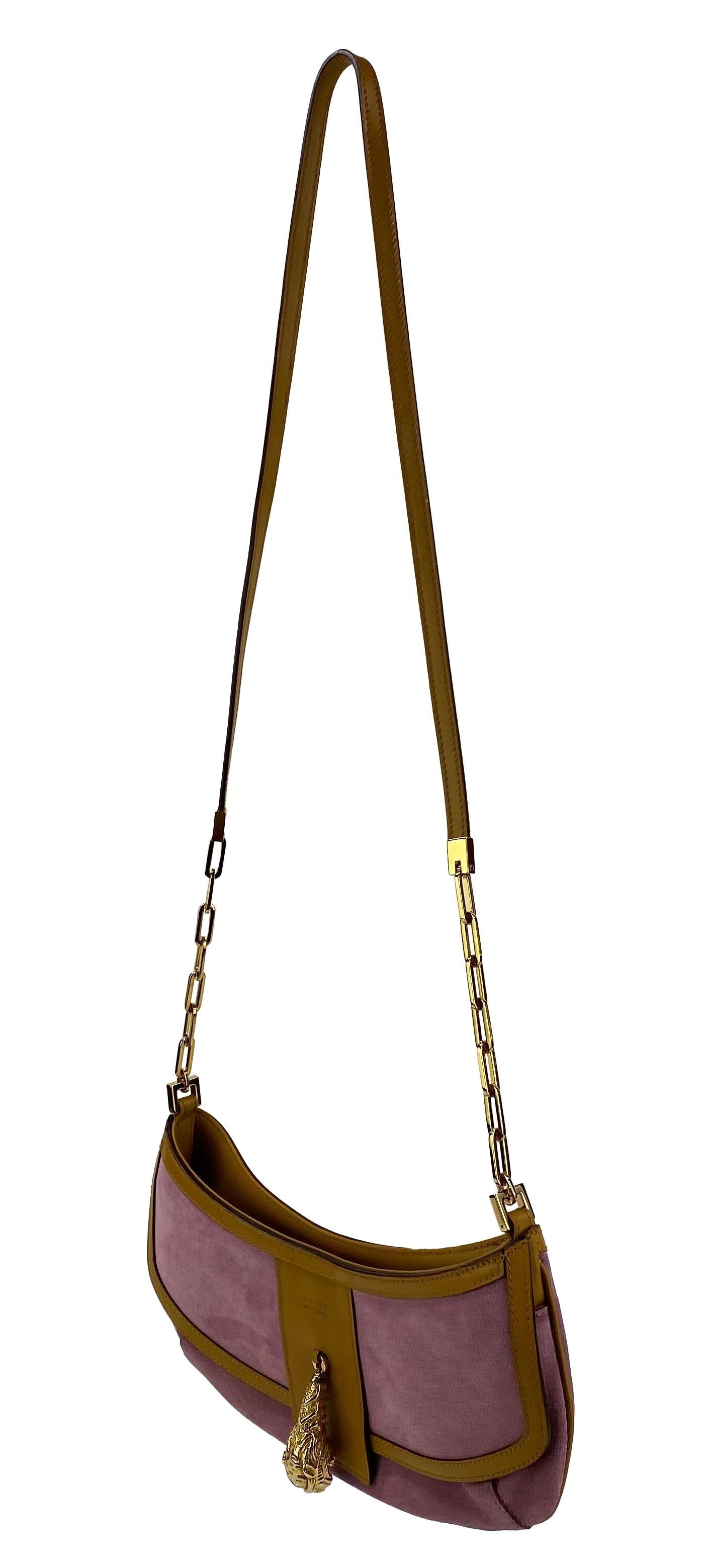 F/W 2000 Gucci by Tom Ford Pink Suede Dionysus Tiger Crossbody Bag