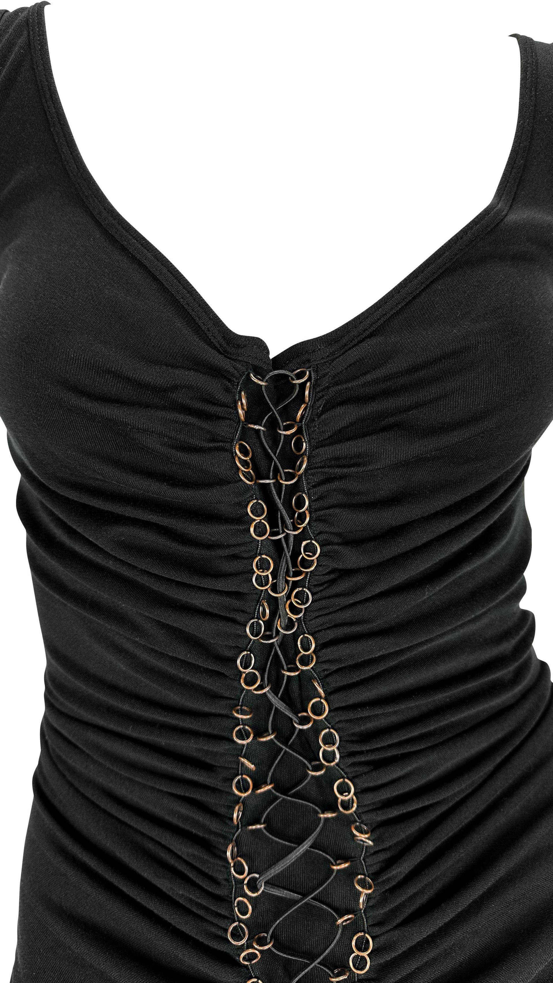 F/W 2002 Alexander McQueen 'Supercalifragilistic' Black Lace-Up Tank Top