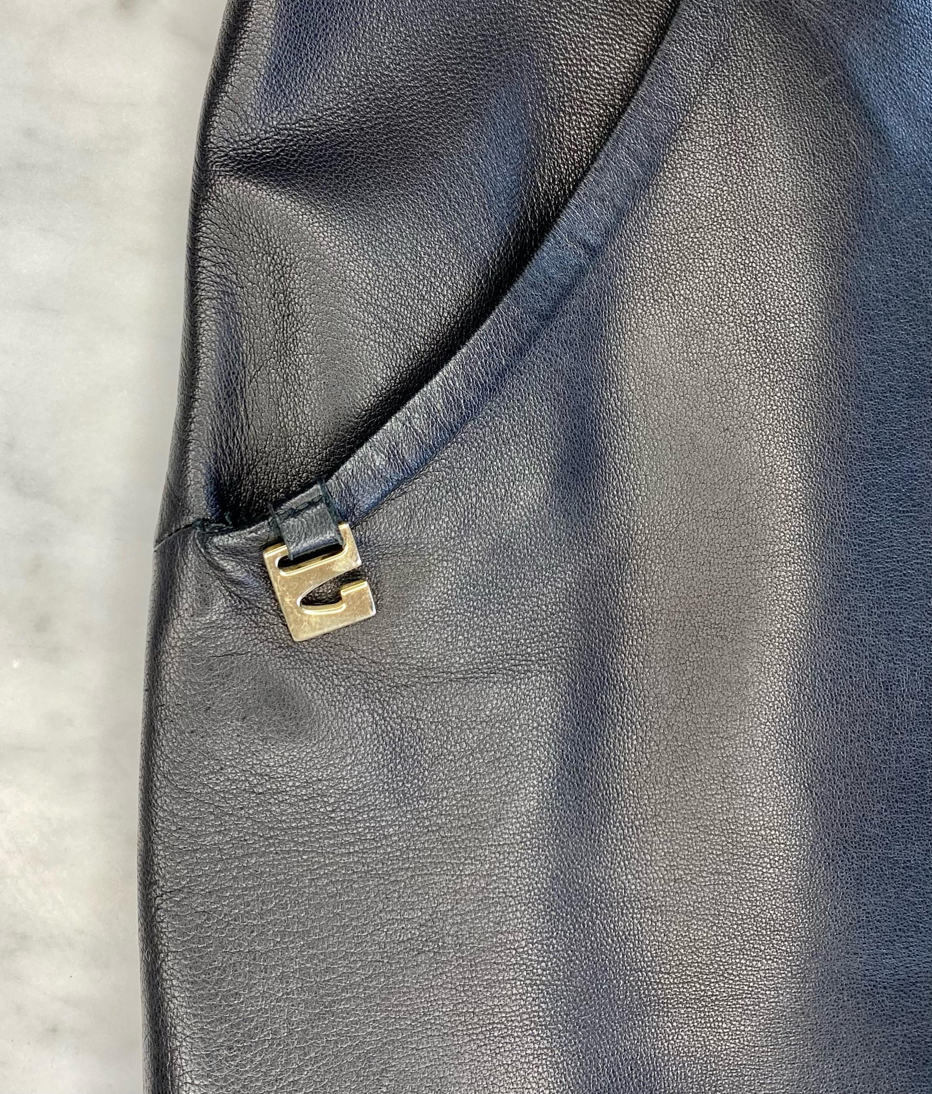S/S 1997 Gucci by Tom Ford Leather Sleeveless Top G Logo