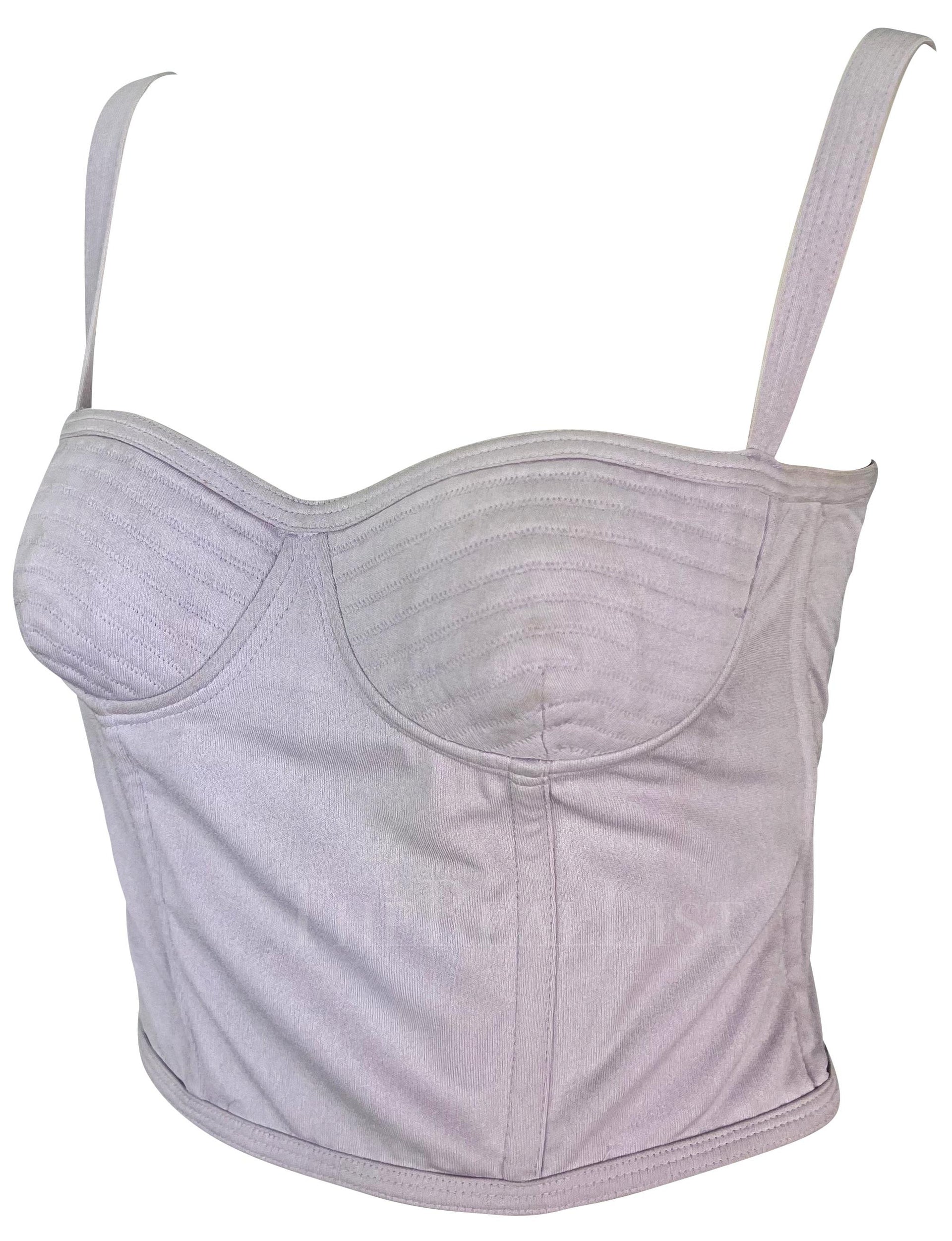 S/S 1995 Gianni Versace Lavender Purple Quilted Boned Corset Bustier Crop Top