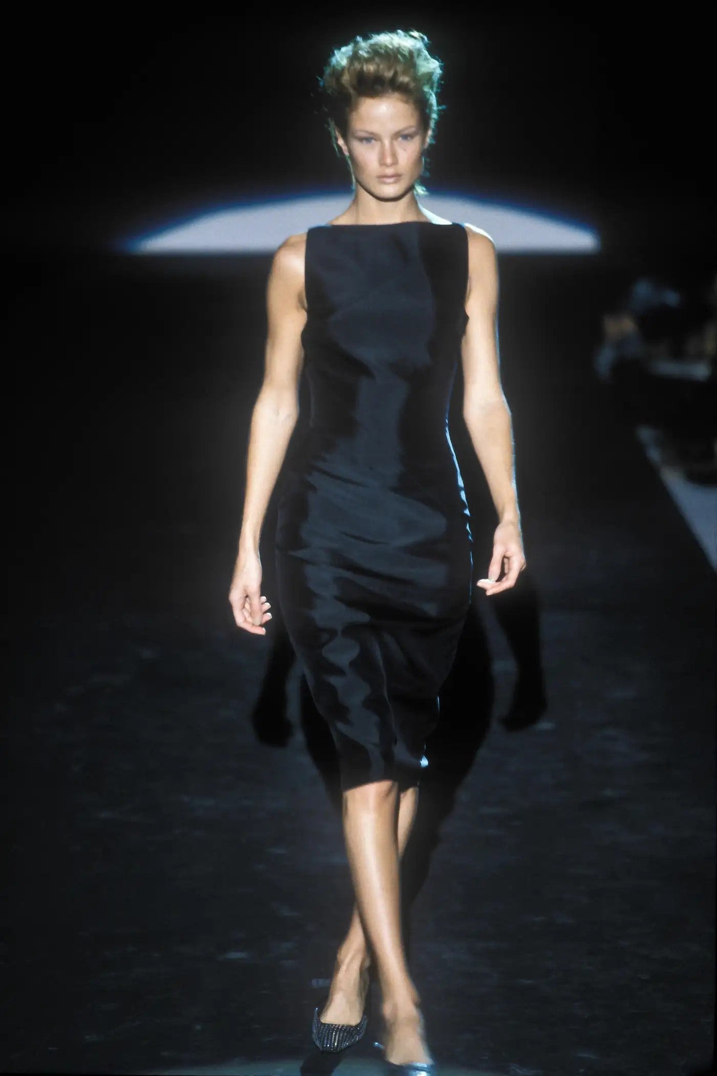 S/S 1998 Gucci by Tom Ford Runway Black Sleeveless Panel Bateau Pencil Dress